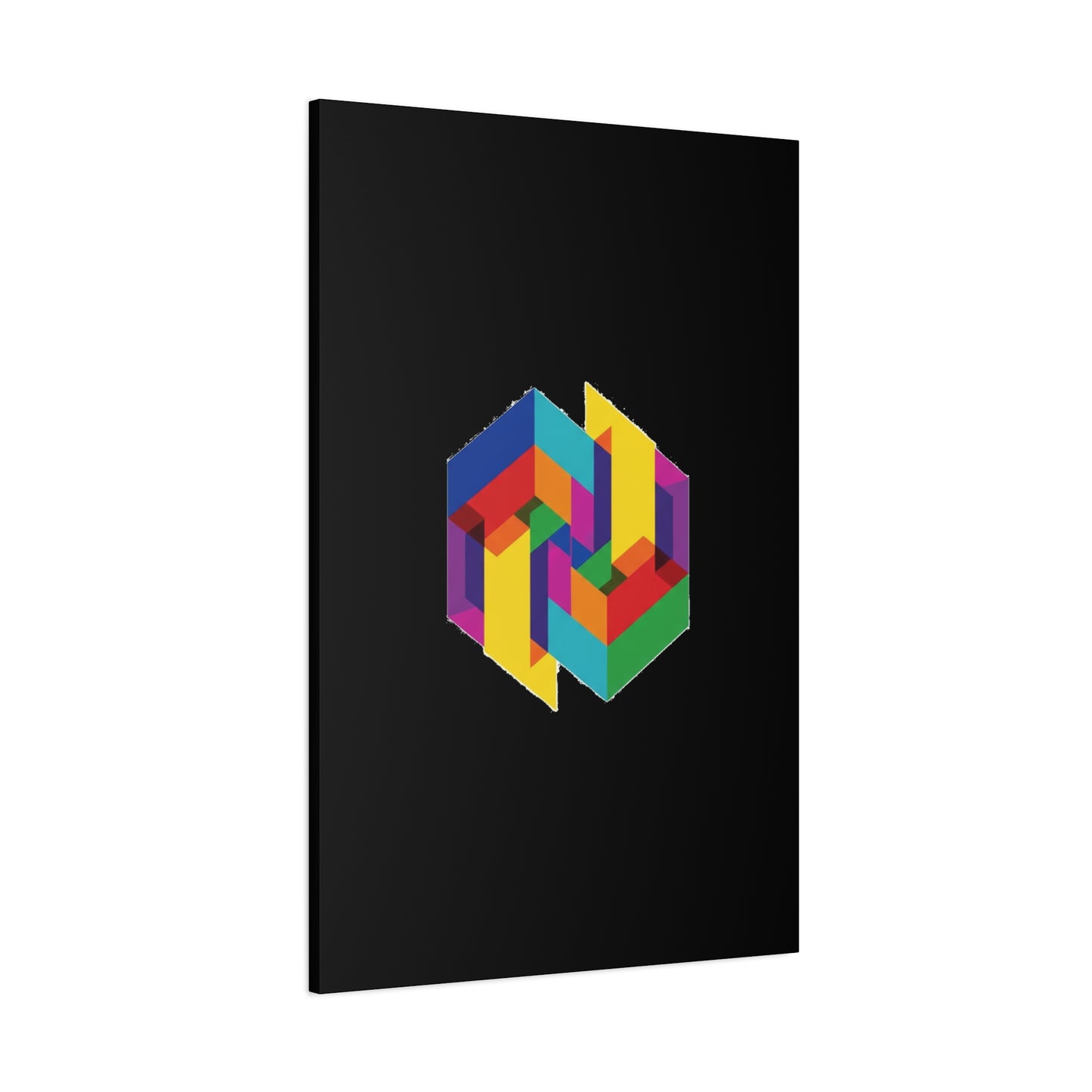 Colorful Geometric Cube Canvas Print — Modern Abstract Wall Art