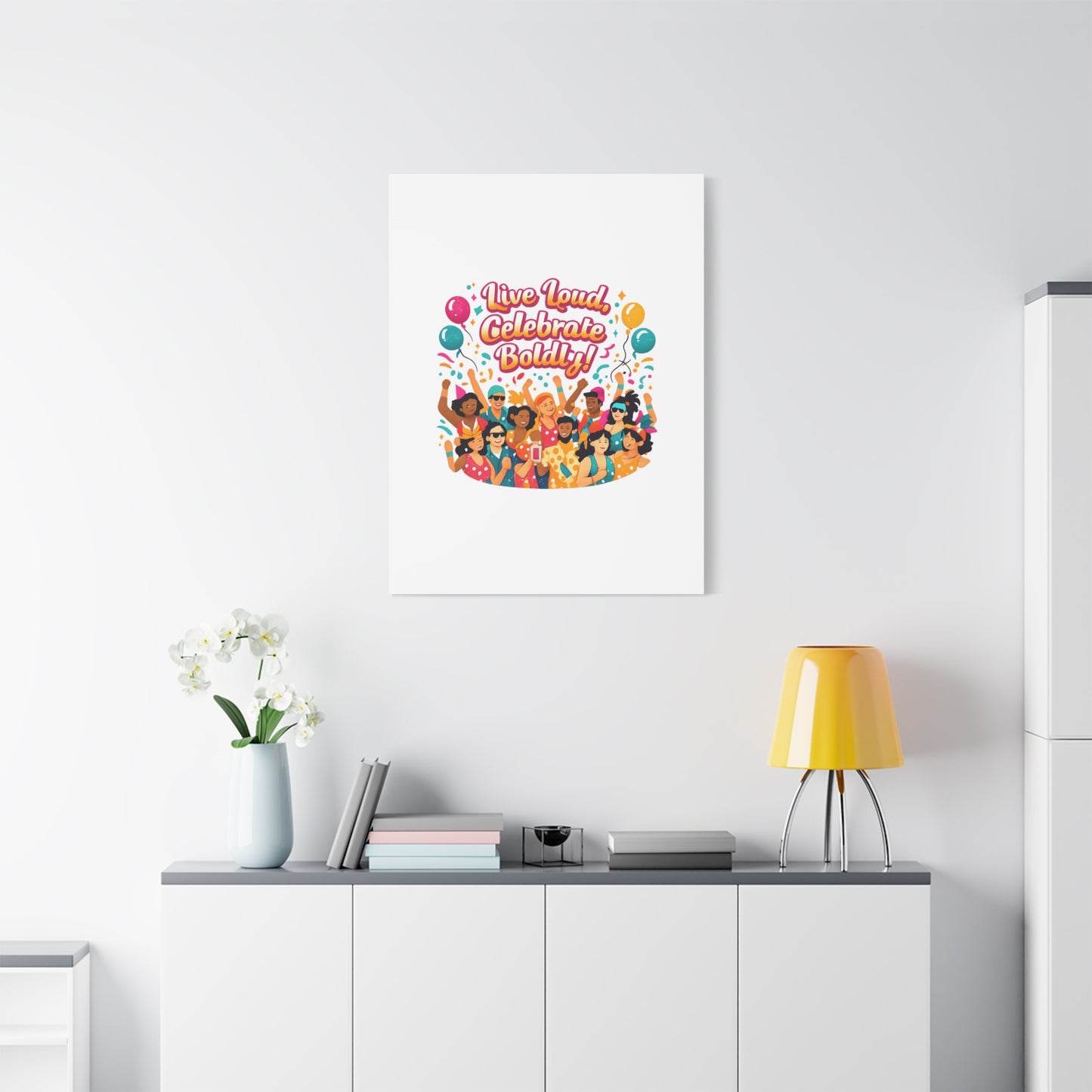 Live Loud Celebrate Boldly Canvas | Carnival Fiesta Confetti, Neon brights