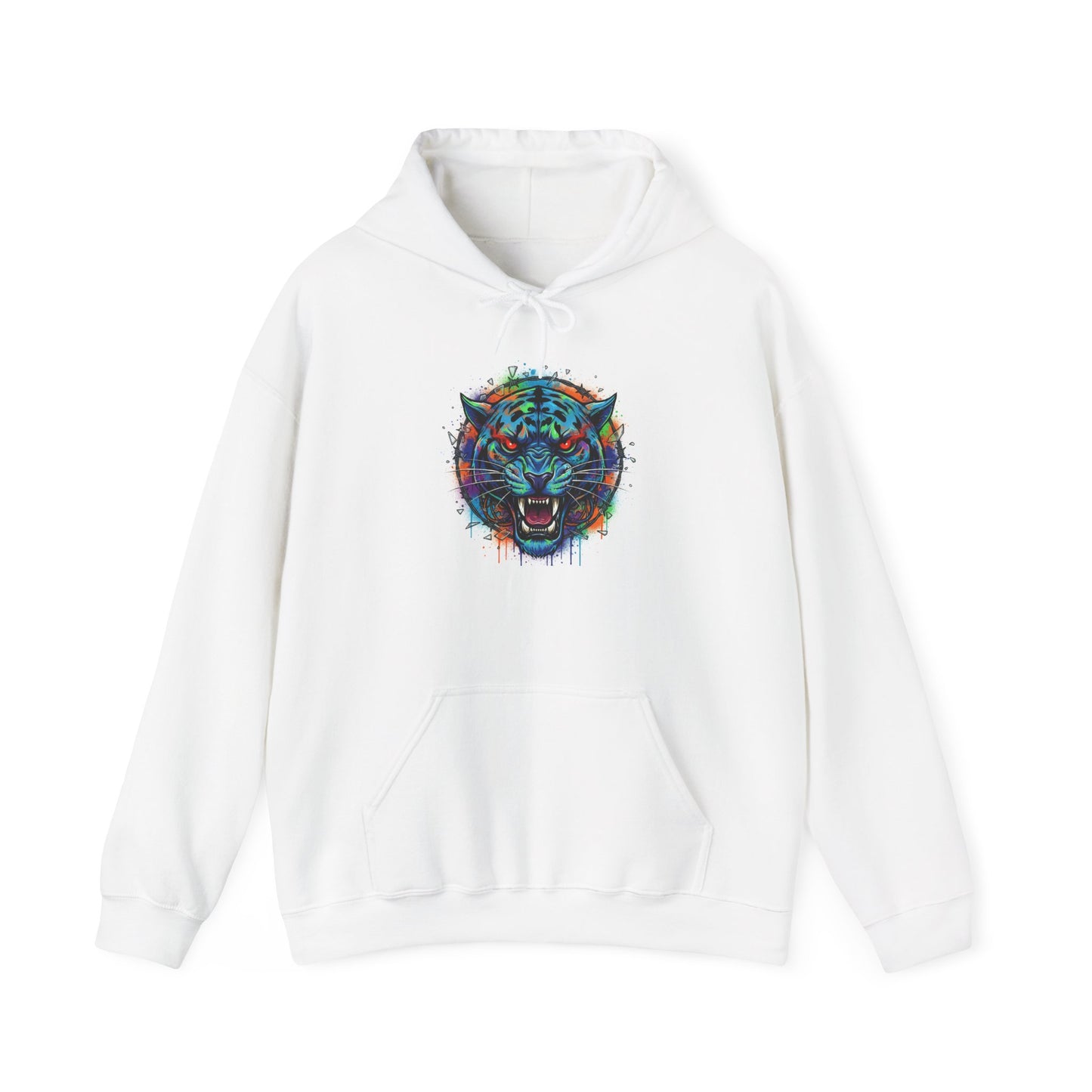 Wolf Head Hoodie — Vibrant Tribal Neon Wolf Sweatshirt