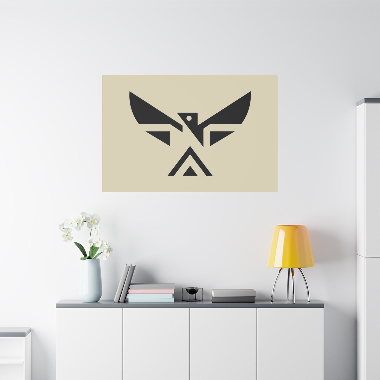Minimalist Geometric Eagle Canvas Print — Modern Native-Inspired Wall Art