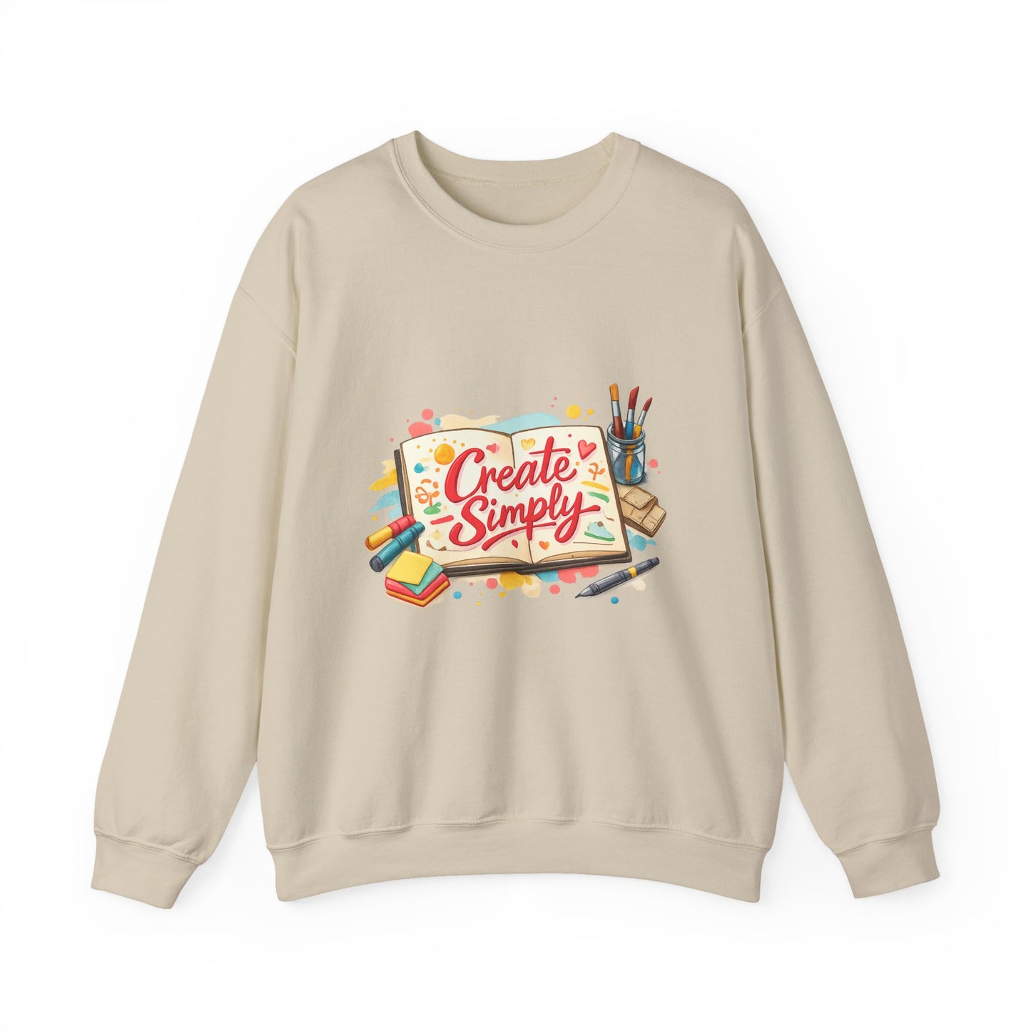 Create Simply marker‑style sweatshirt | hand‑drawn doodle art, sketchbook aesthetic