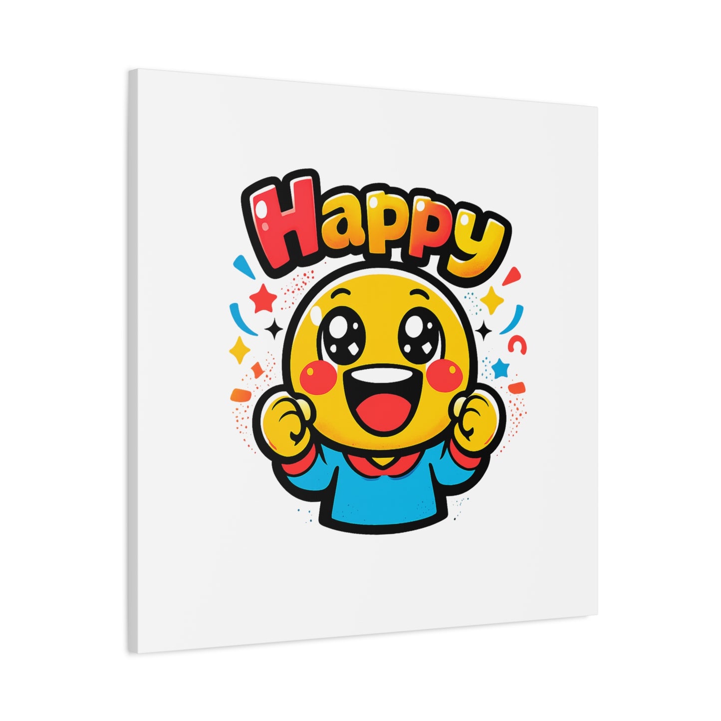 Happy Emoji Cartoon Canvas | Bold Cartoon, Thick Outline, Kawaii Minimal