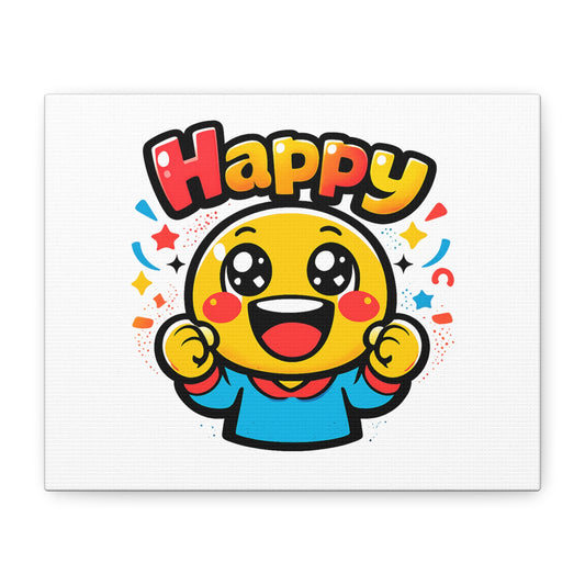 Happy Emoji Cartoon Canvas | Bold Cartoon, Thick Outline, Kawaii Minimal