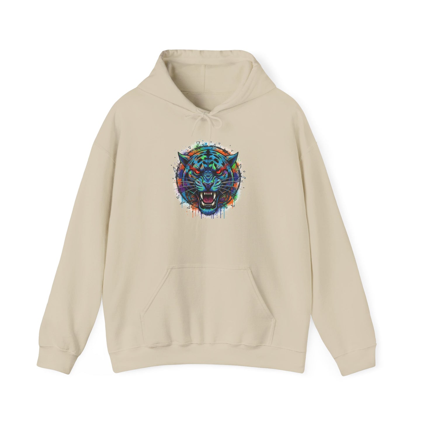 Wolf Head Hoodie — Vibrant Tribal Neon Wolf Sweatshirt