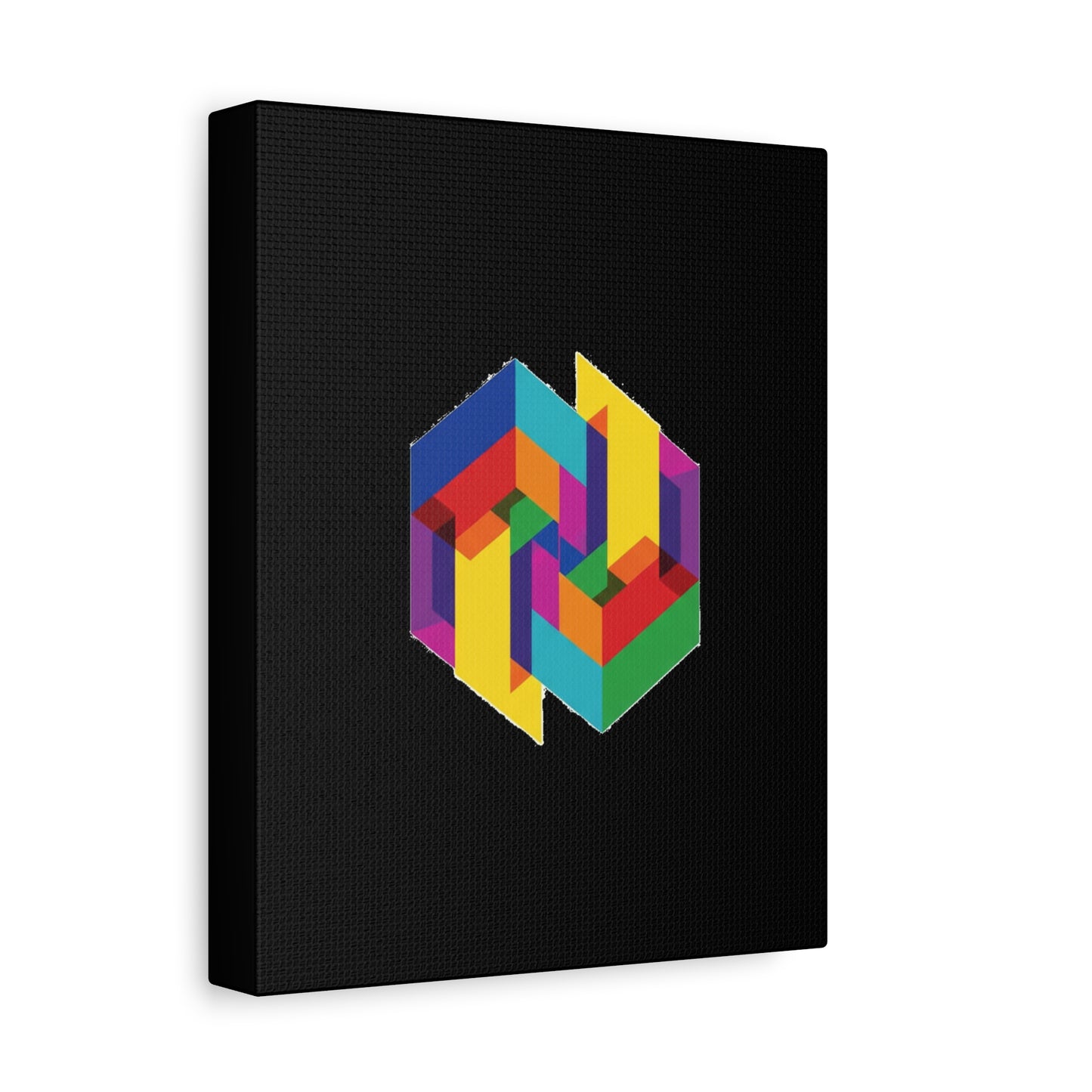 Colorful Geometric Cube Canvas Print — Modern Abstract Wall Art