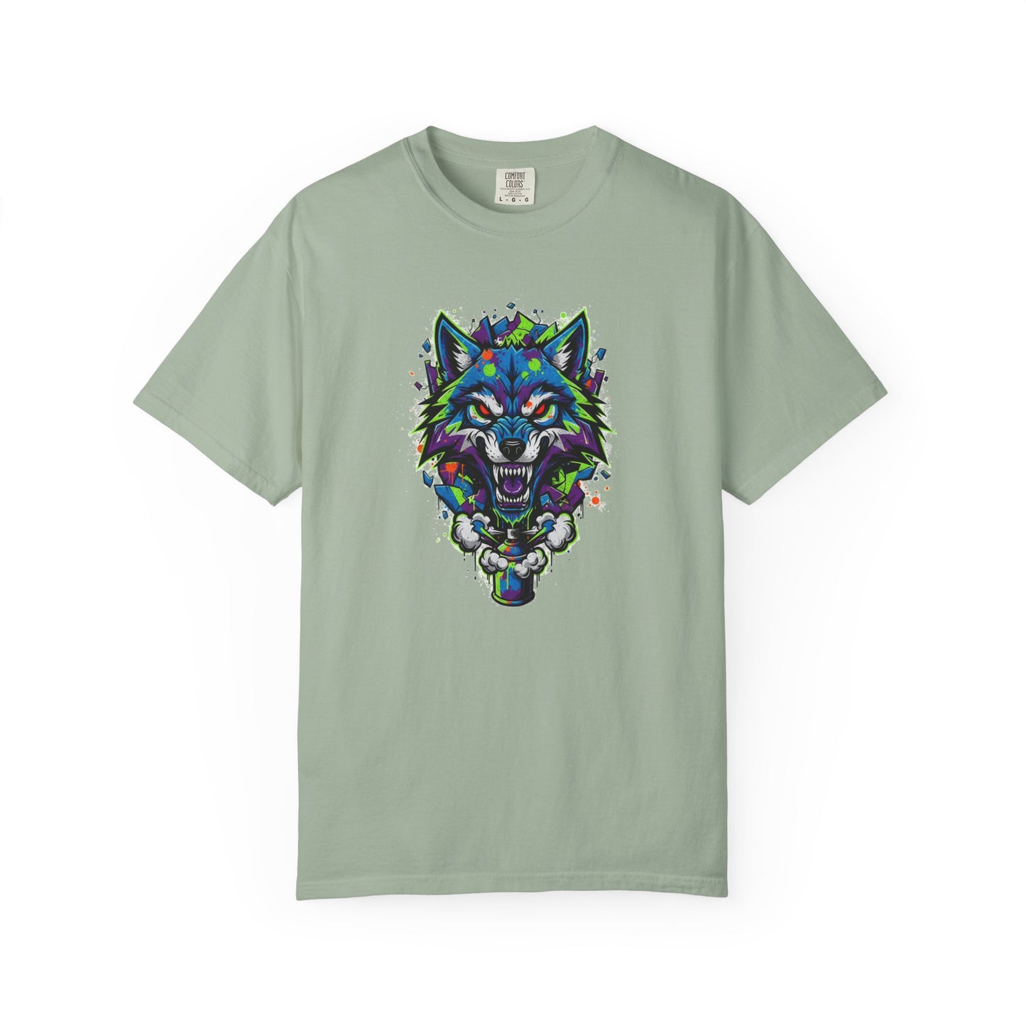 Colorful Geometric Wolf T-Shirt — Vibrant Tribal Wolf Graphic Tee