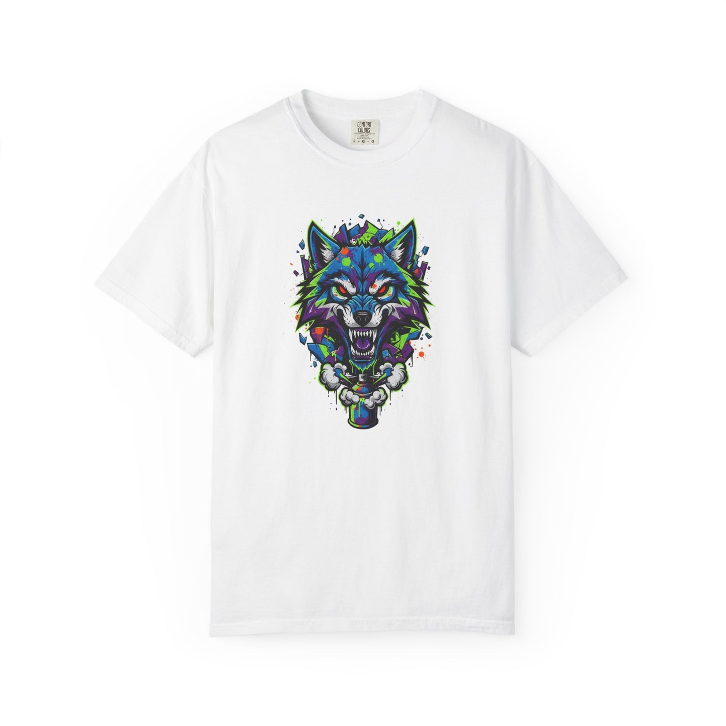 Colorful Geometric Wolf T-Shirt — Vibrant Tribal Wolf Graphic Tee