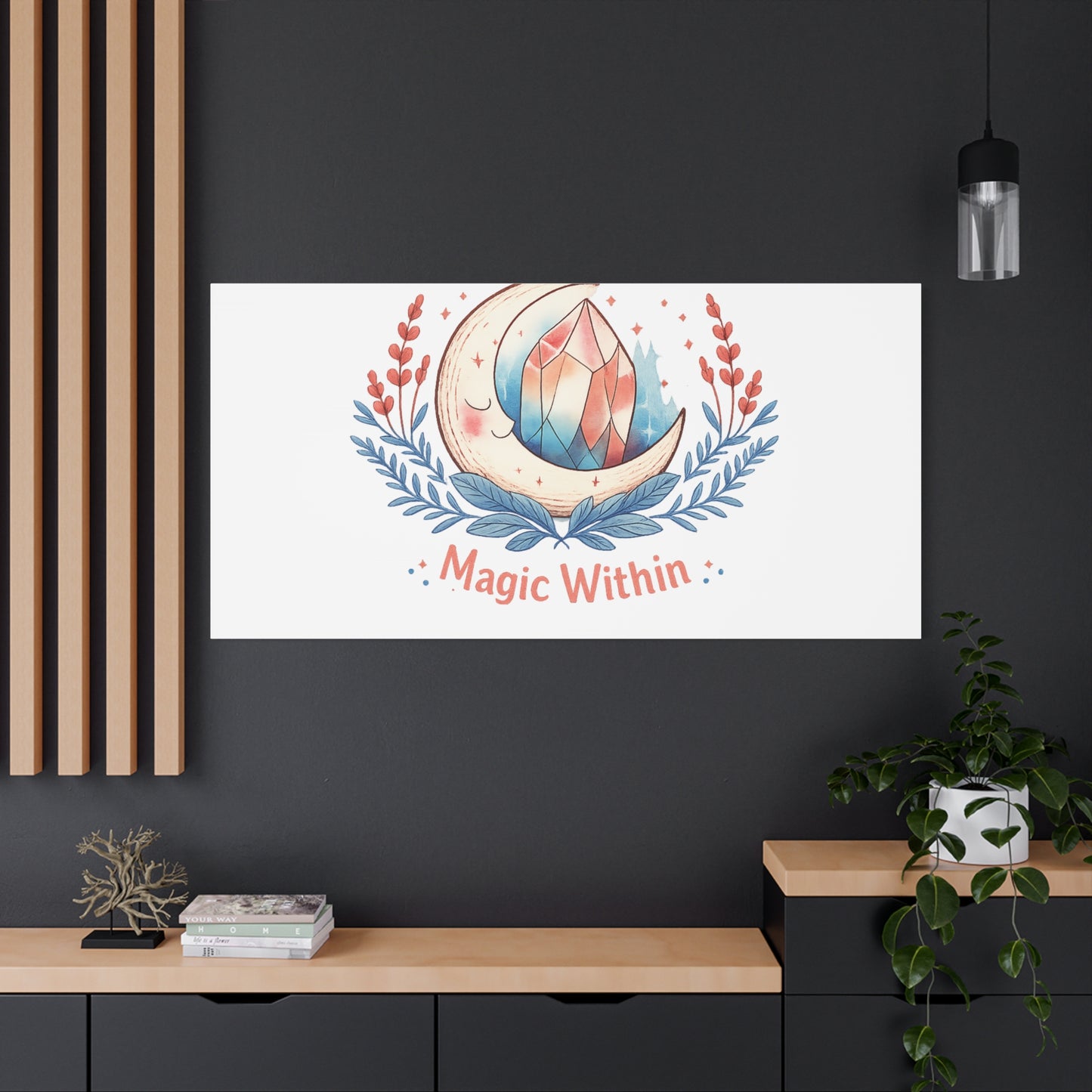 Magic Within Moon Crystal Canvas | witchcore, moon phase, crystals
