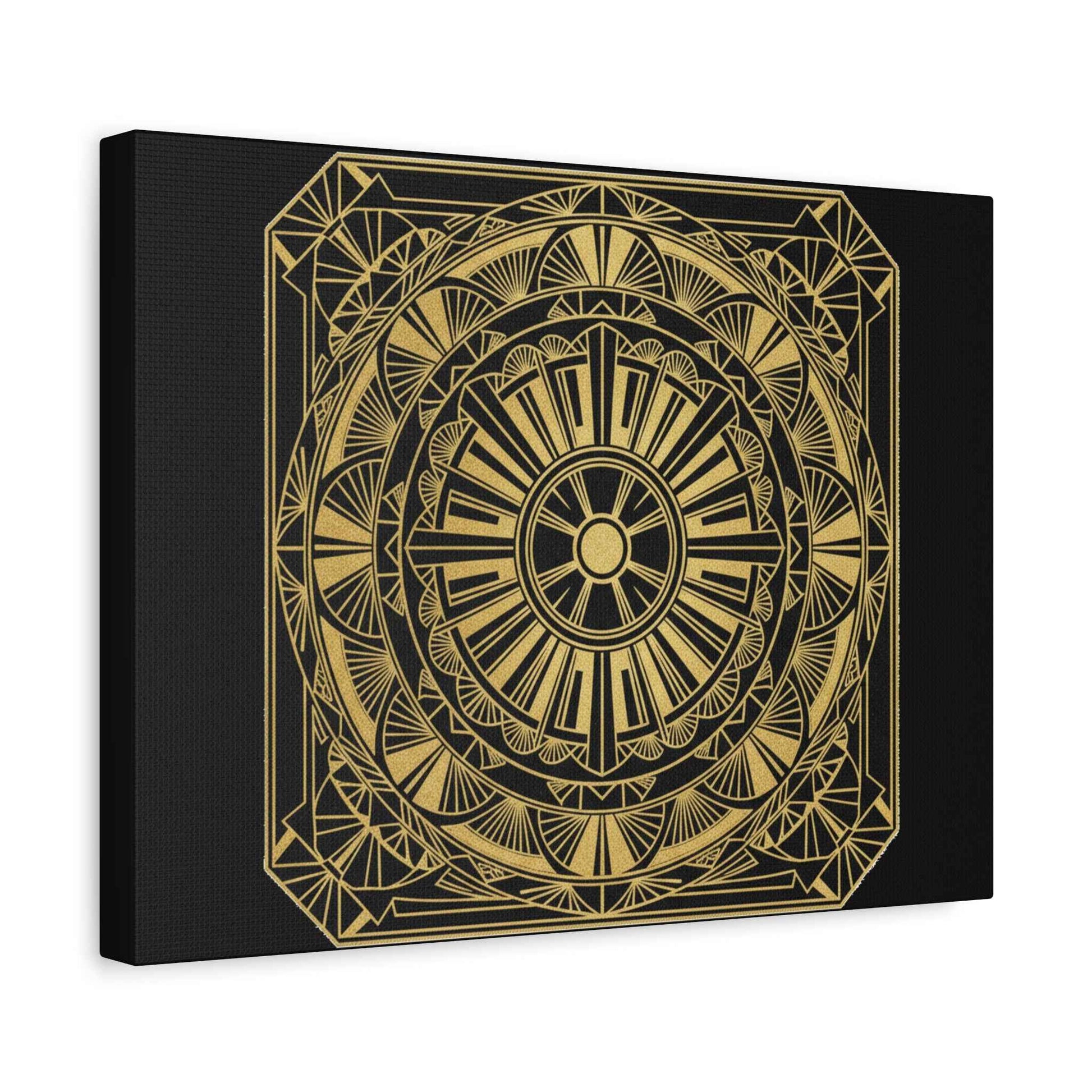 Gold Mandala Canvas Wall Art — Geometric Boho Matte Stretched Canvas