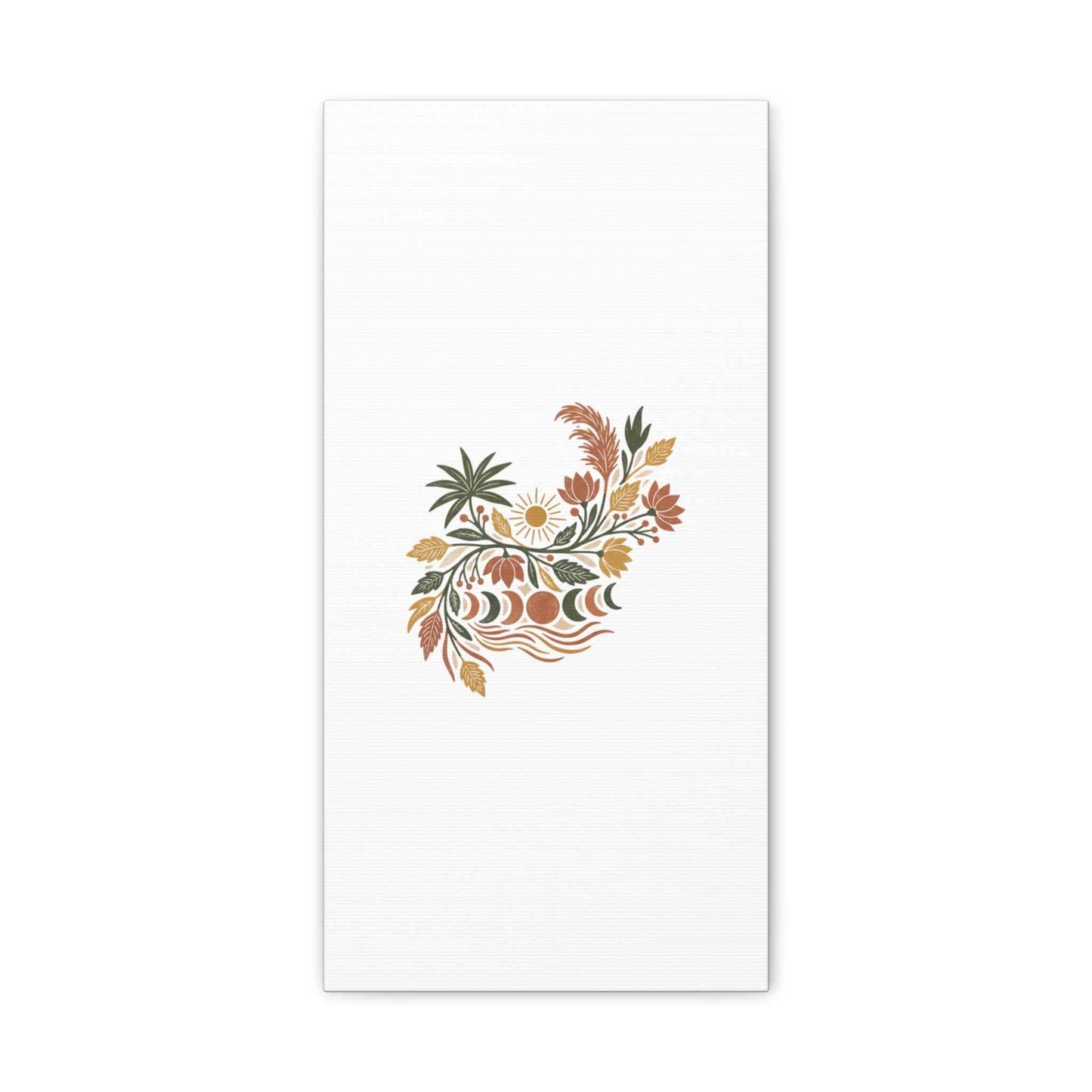 Boho Floral Moon Phase Canvas Print — Matte Stretched Wall Art