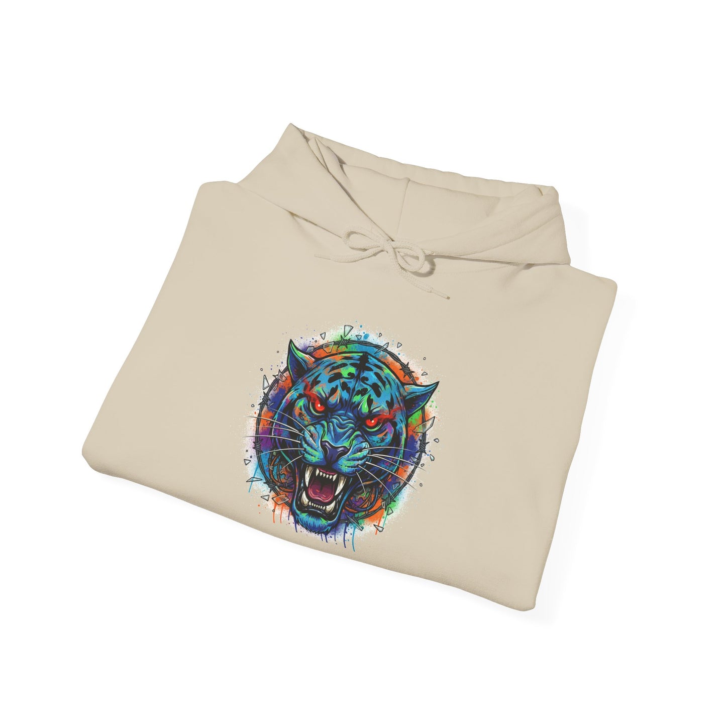 Wolf Head Hoodie — Vibrant Tribal Neon Wolf Sweatshirt