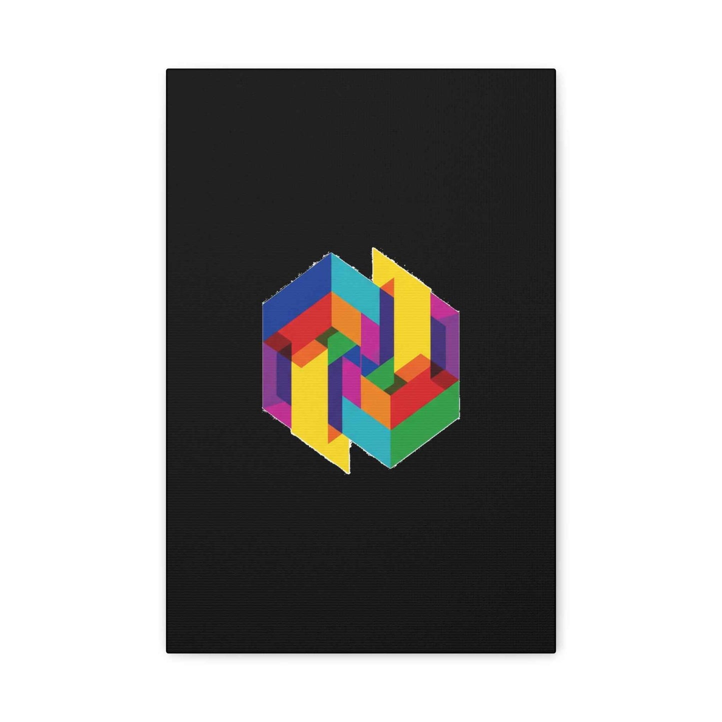 Colorful Geometric Cube Canvas Print — Modern Abstract Wall Art