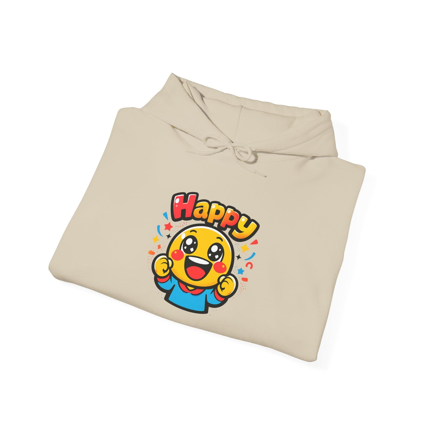 Happy Mood Face Hoodie | bold cartoon, thick outline kawaii emoji