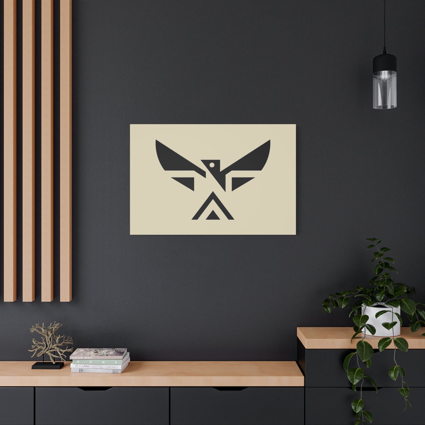Minimalist Geometric Eagle Canvas Print — Modern Native-Inspired Wall Art