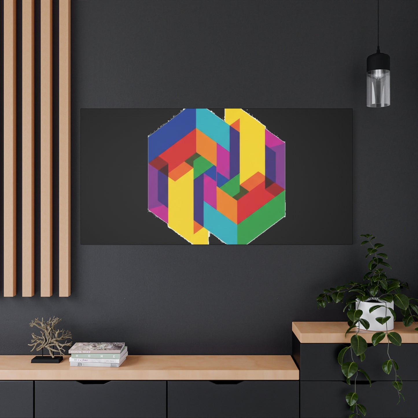 Colorful Geometric Cube Canvas Print — Modern Abstract Wall Art