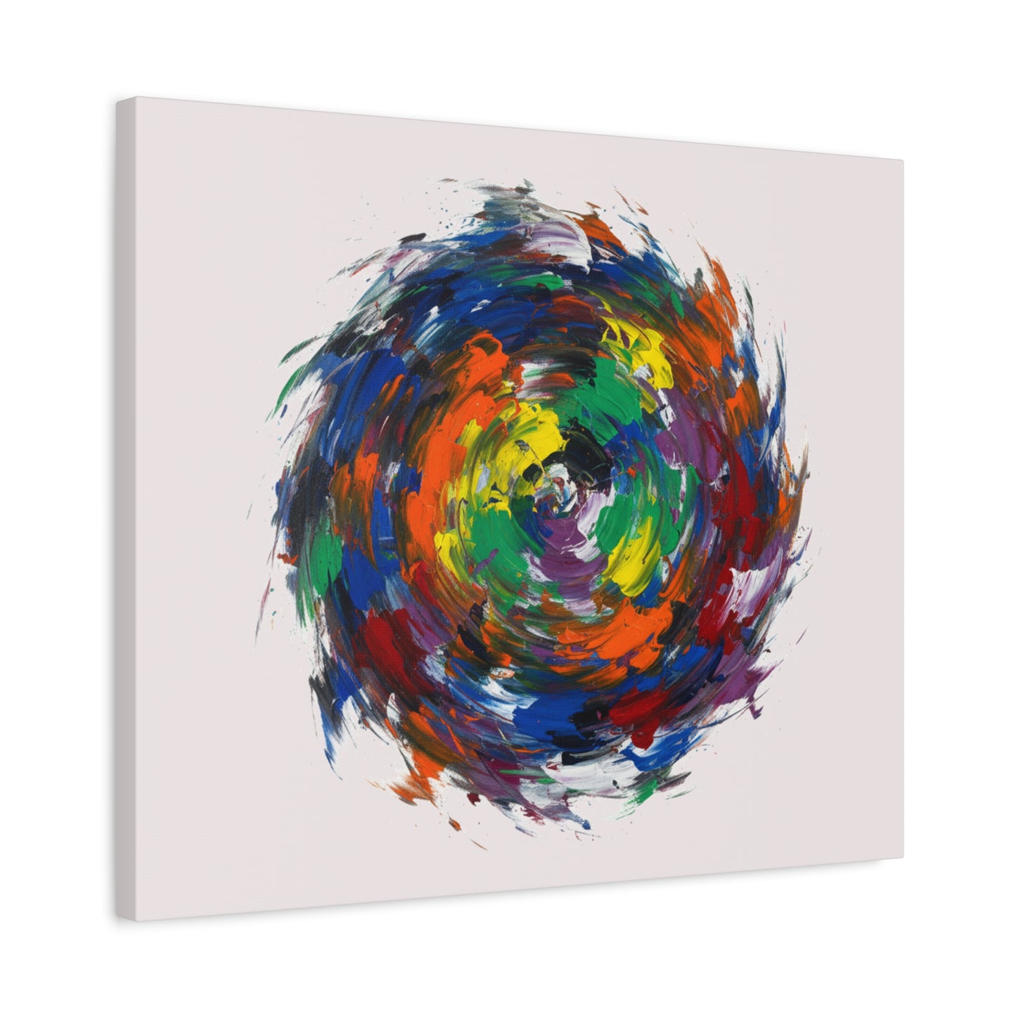 Abstract Color Swirl Canvas - Vibrant Circular Brushstroke Wall Art (Matte Stretched)