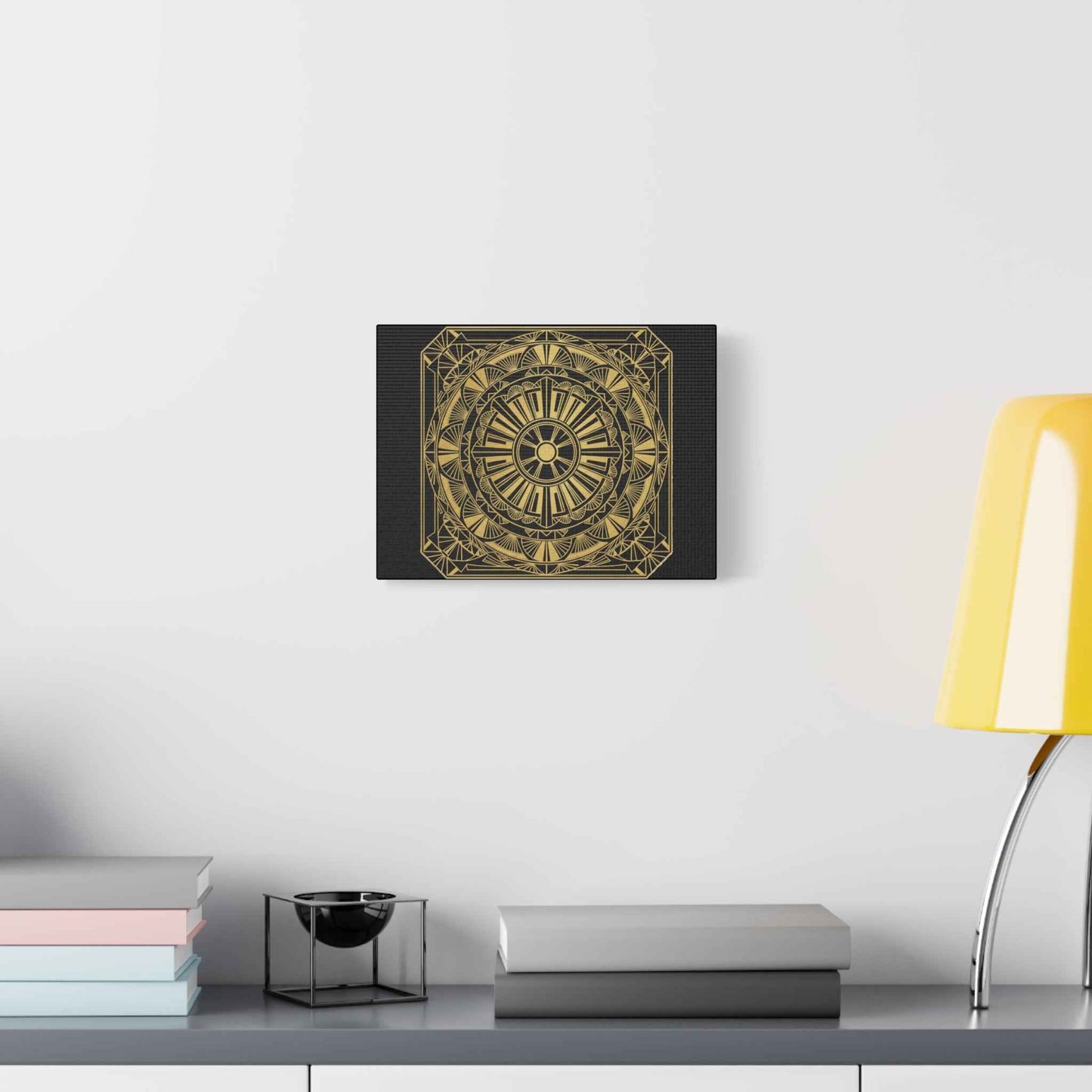 Gold Mandala Canvas Wall Art — Geometric Boho Matte Stretched Canvas