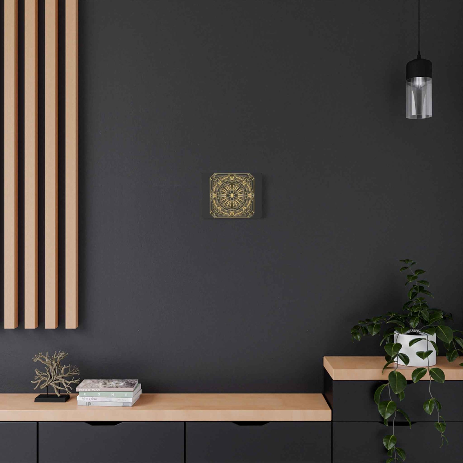 Gold Mandala Canvas Wall Art — Geometric Boho Matte Stretched Canvas