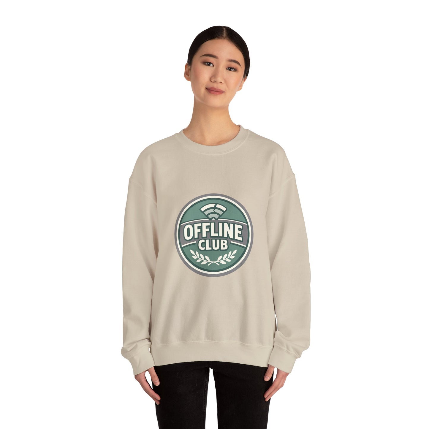 Offline Club Badge Crewneck Sweatshirt | digital detox, log off