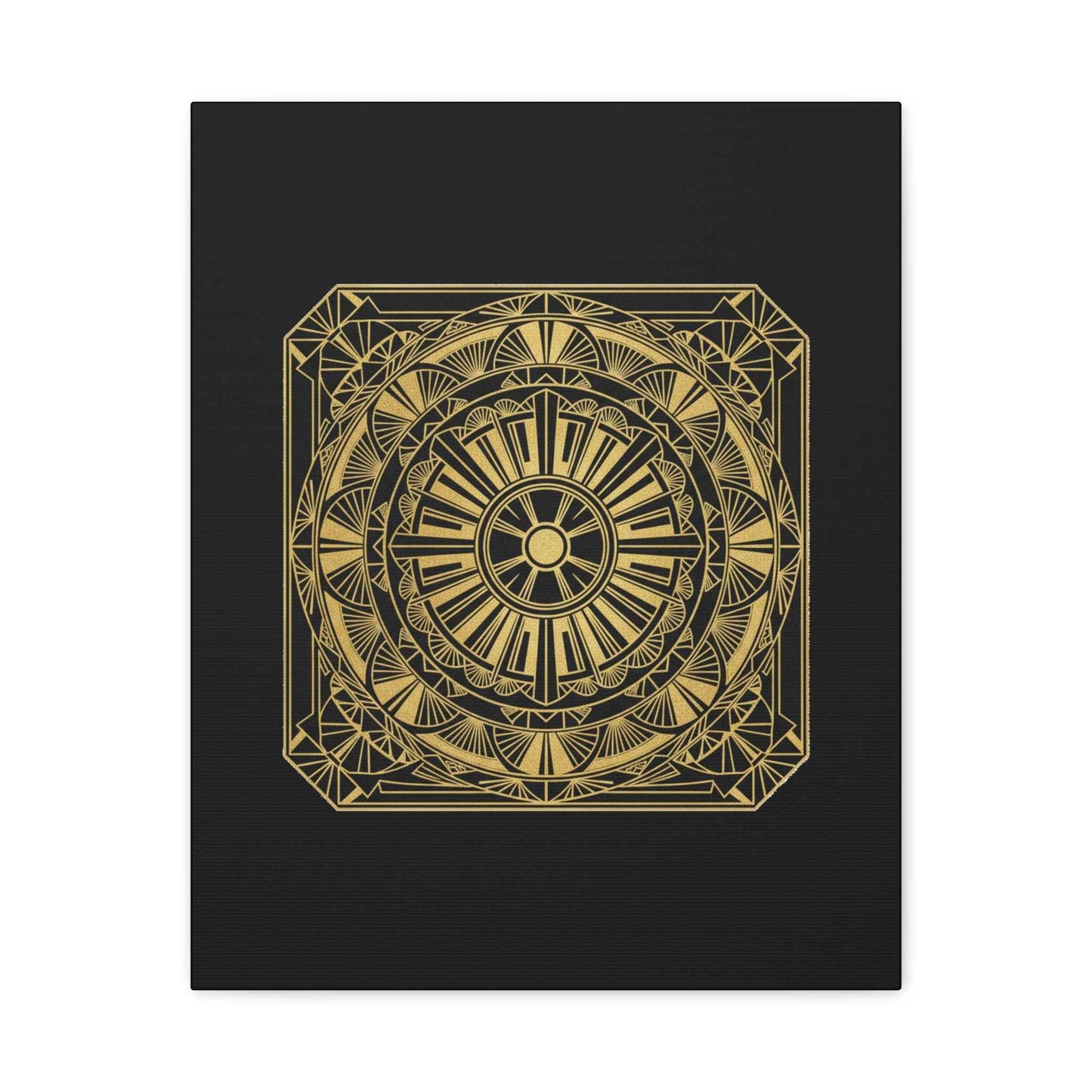 Gold Mandala Canvas Wall Art — Geometric Boho Matte Stretched Canvas