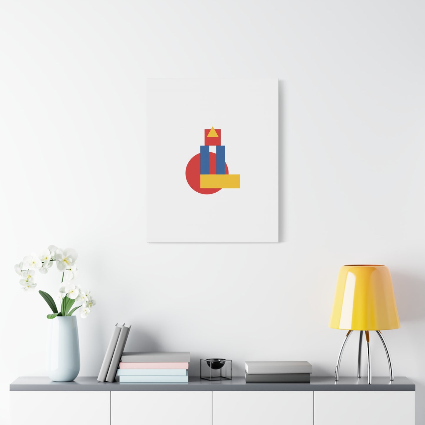 Abstract Geometric Shape Canvas Print — Minimalist Primary Color Wall Art