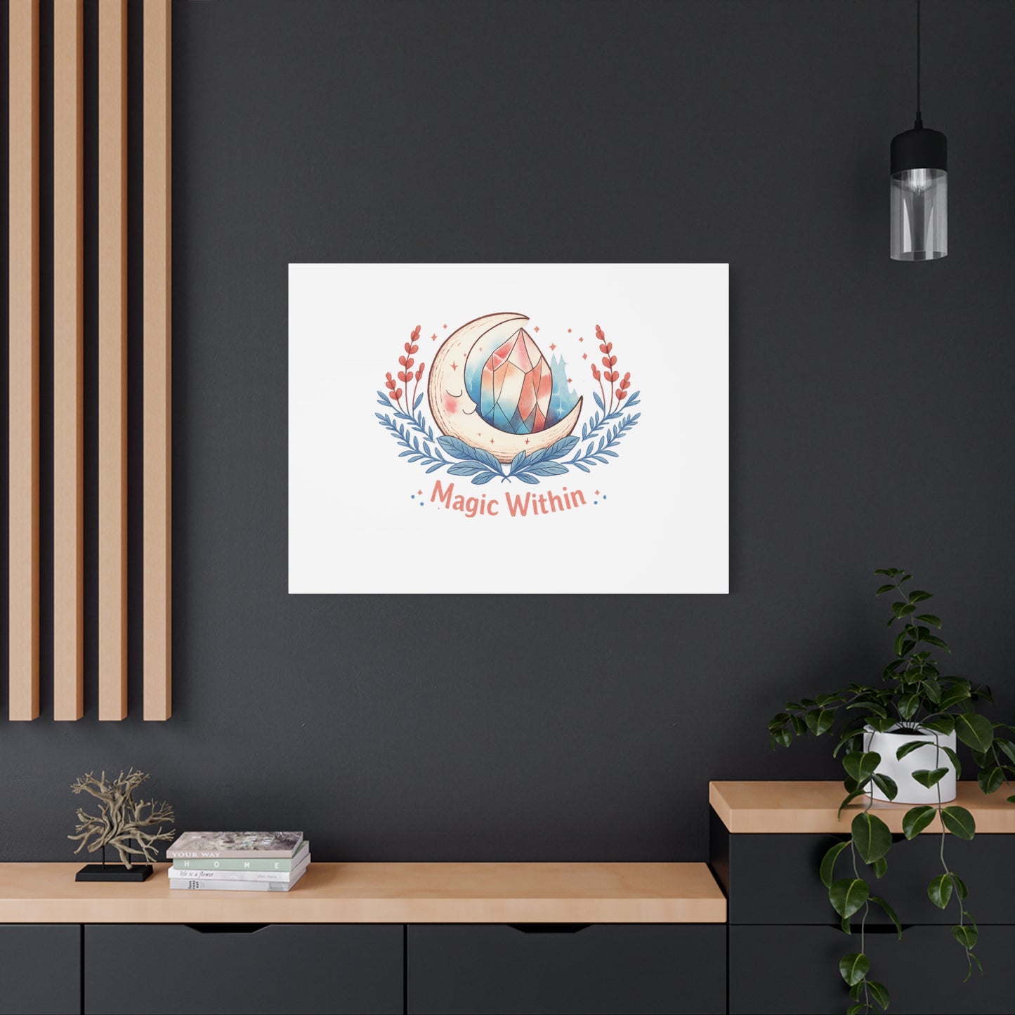 Magic Within Moon Crystal Canvas | witchcore, moon phase, crystals