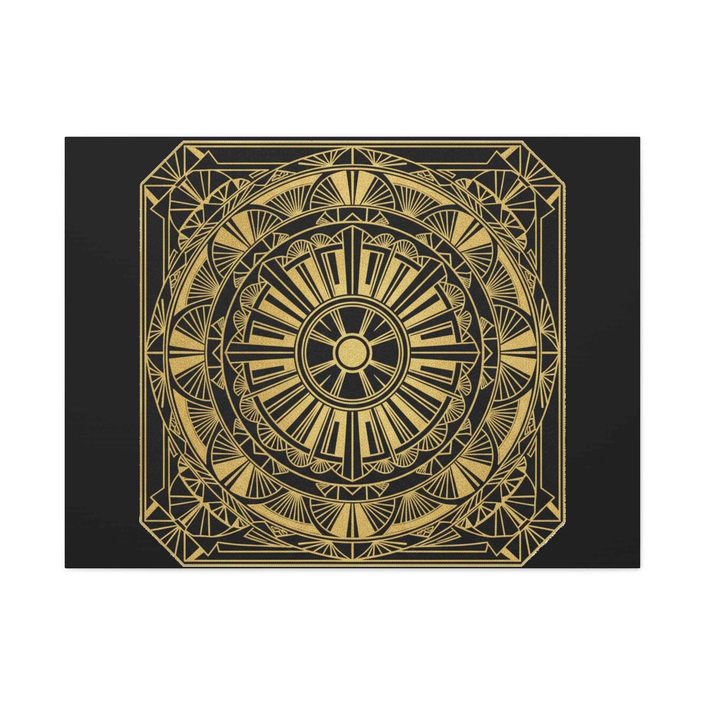 Gold Mandala Canvas Wall Art — Geometric Boho Matte Stretched Canvas