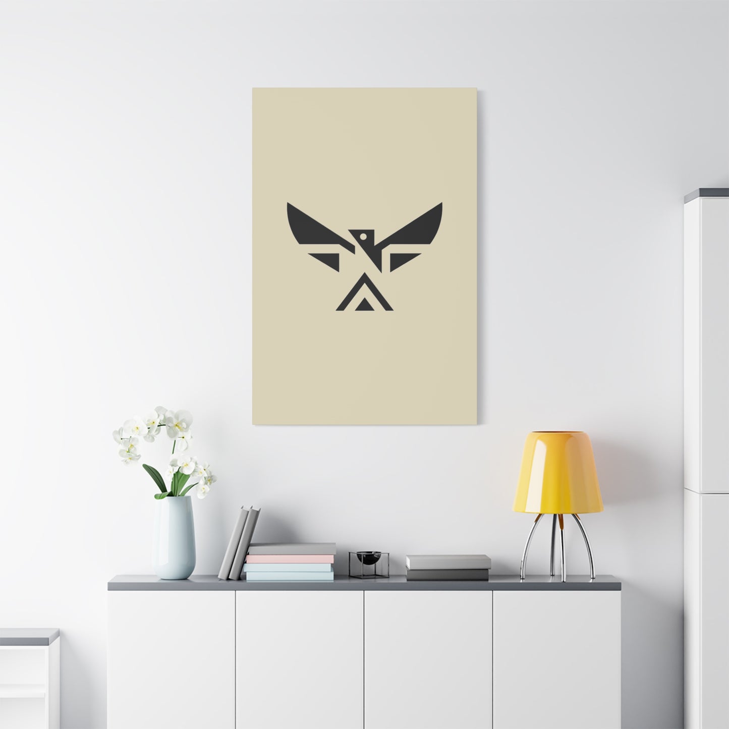 Minimalist Geometric Eagle Canvas Print — Modern Native-Inspired Wall Art