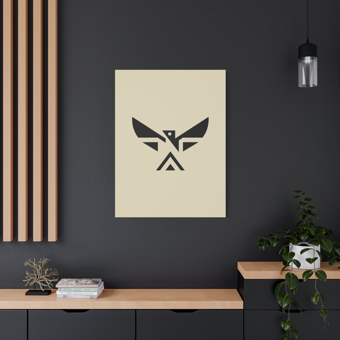 Minimalist Geometric Eagle Canvas Print — Modern Native-Inspired Wall Art