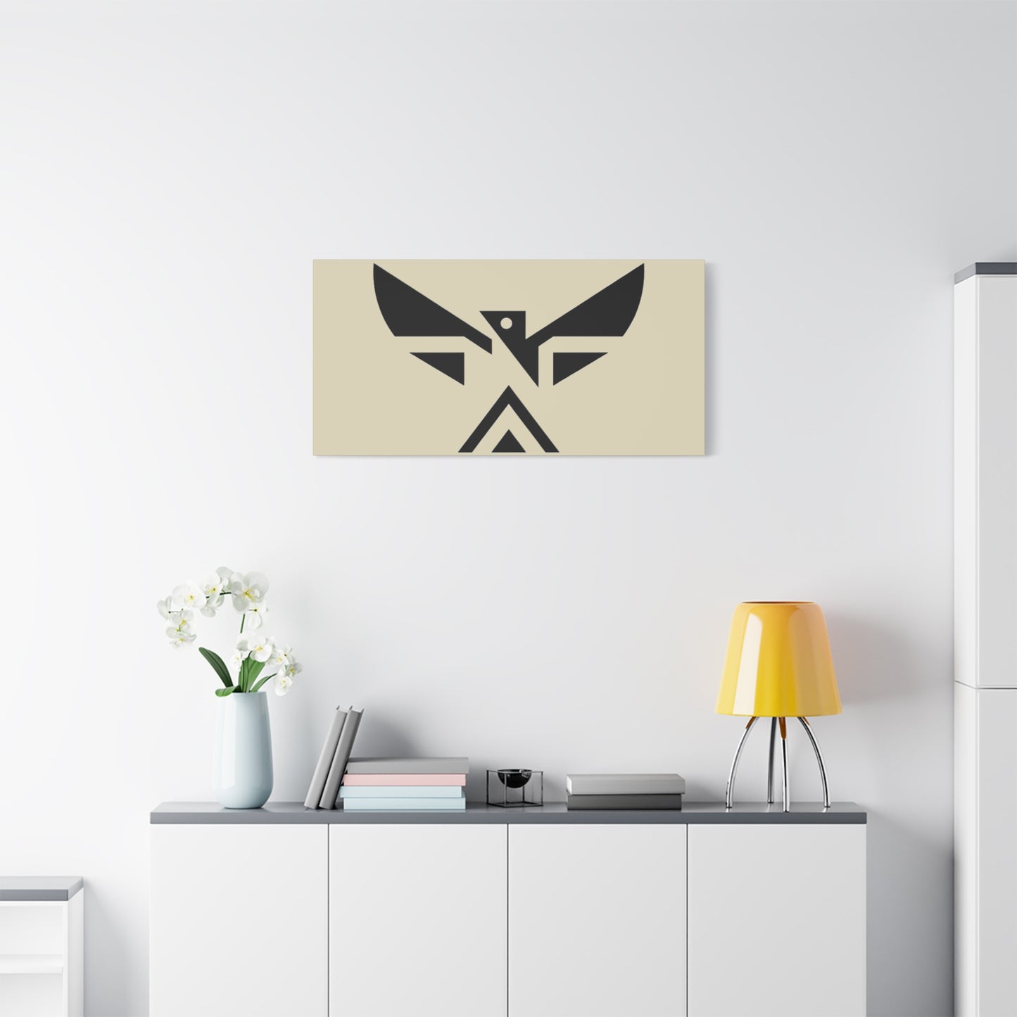 Minimalist Geometric Eagle Canvas Print — Modern Native-Inspired Wall Art