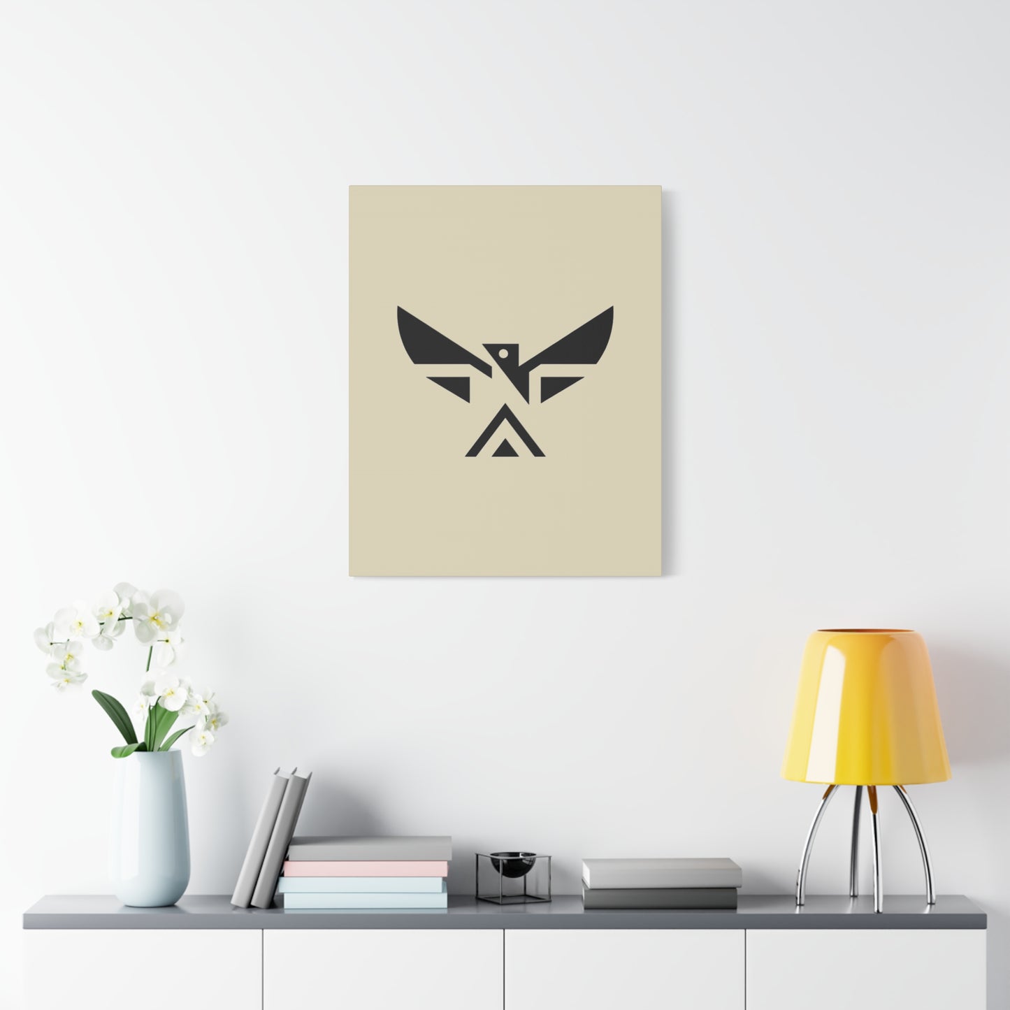 Minimalist Geometric Eagle Canvas Print — Modern Native-Inspired Wall Art