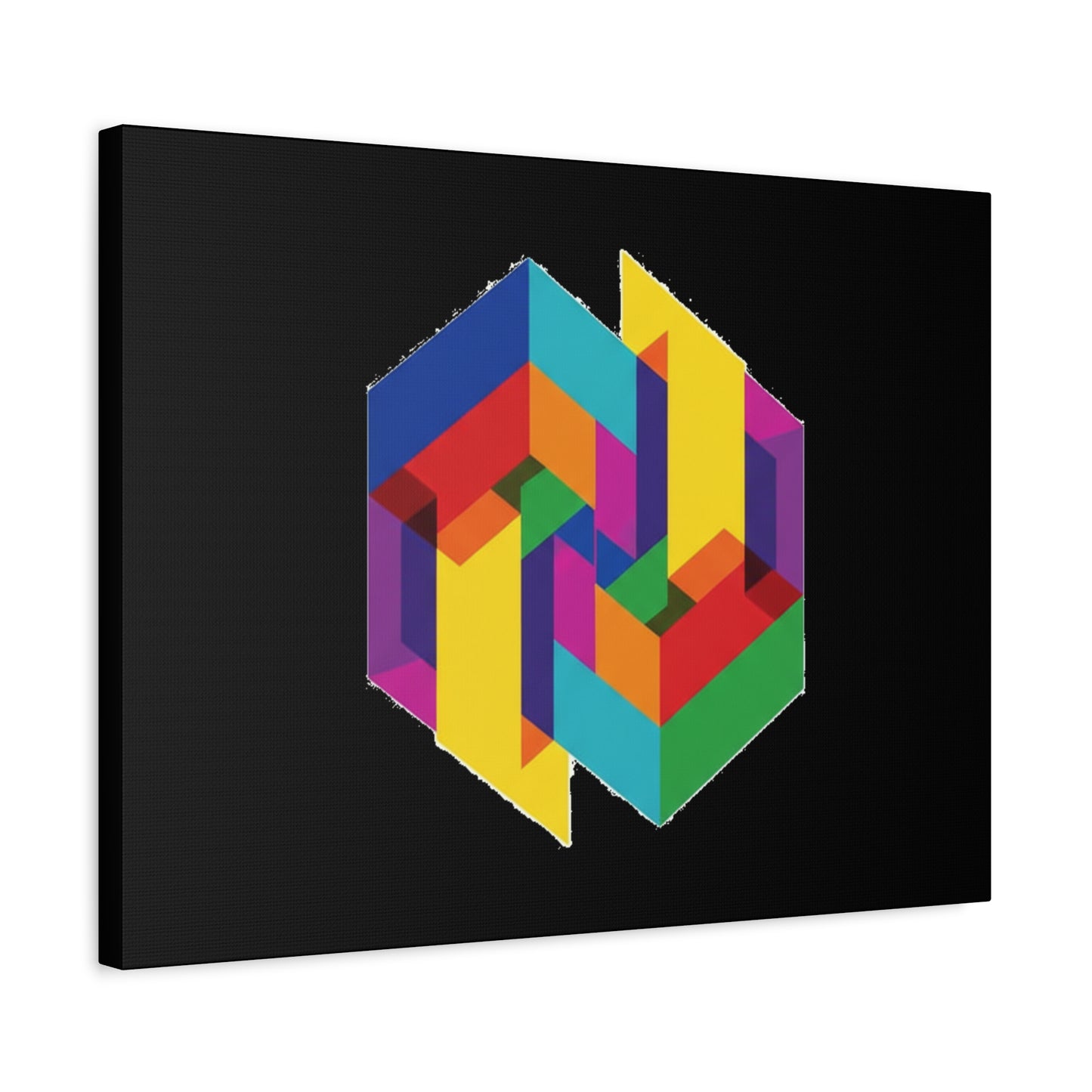 Colorful Geometric Cube Canvas Print — Modern Abstract Wall Art