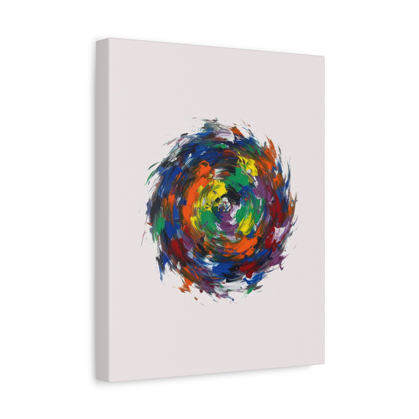 Abstract Color Swirl Canvas - Vibrant Circular Brushstroke Wall Art (Matte Stretched)