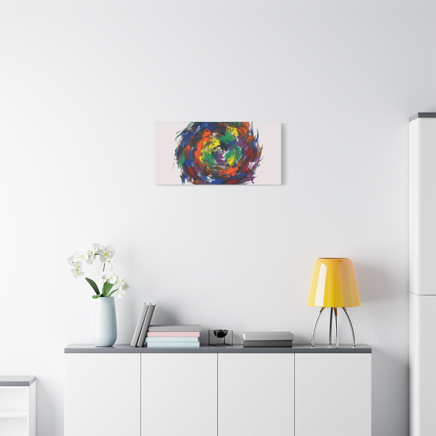 Abstract Color Swirl Canvas - Vibrant Circular Brushstroke Wall Art (Matte Stretched)