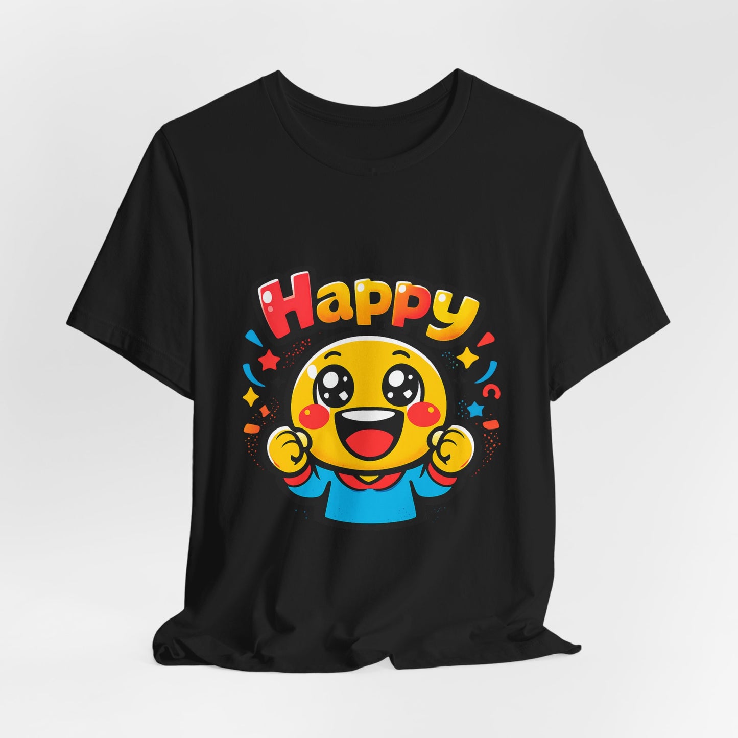 Happy Mood Face T-Shirt | kawaii minimal emoji cartoon, thick outline
