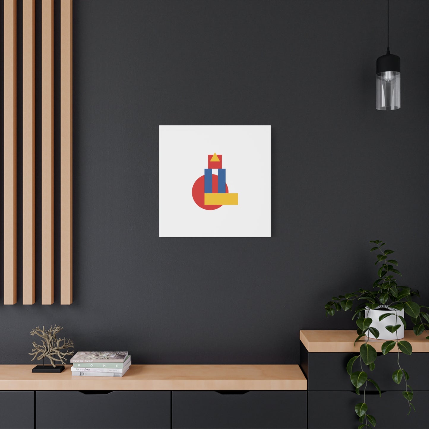 Abstract Geometric Shape Canvas Print — Minimalist Primary Color Wall Art
