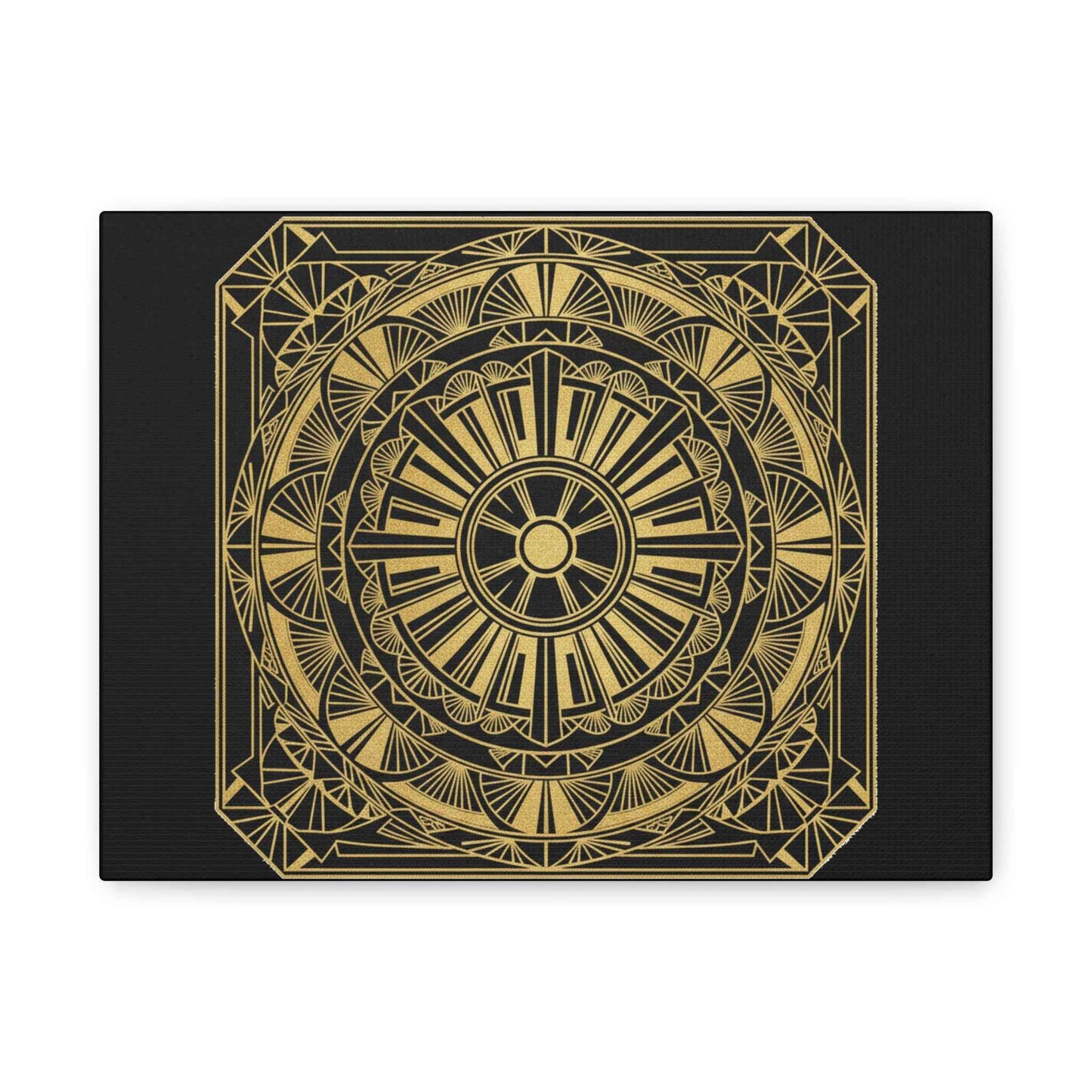 Gold Mandala Canvas Wall Art — Geometric Boho Matte Stretched Canvas