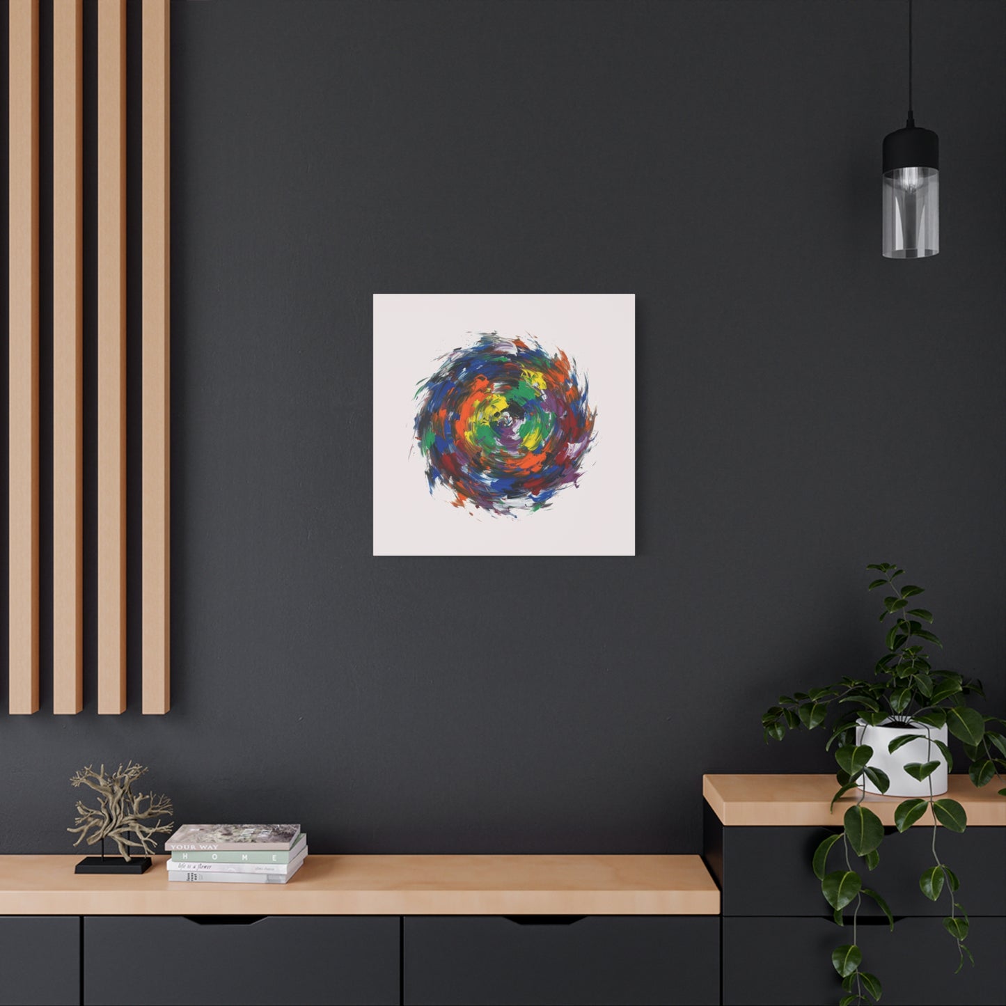 Abstract Color Swirl Canvas - Vibrant Circular Brushstroke Wall Art (Matte Stretched)