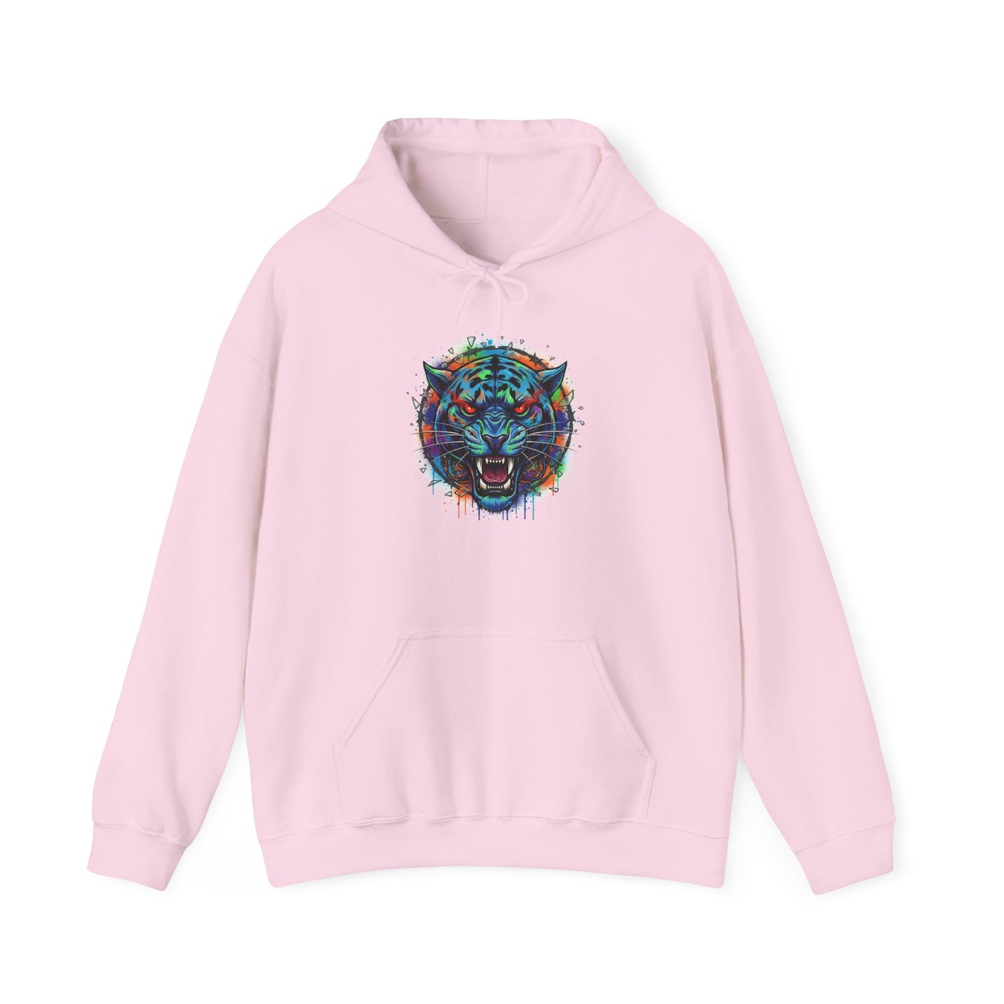 Wolf Head Hoodie — Vibrant Tribal Neon Wolf Sweatshirt