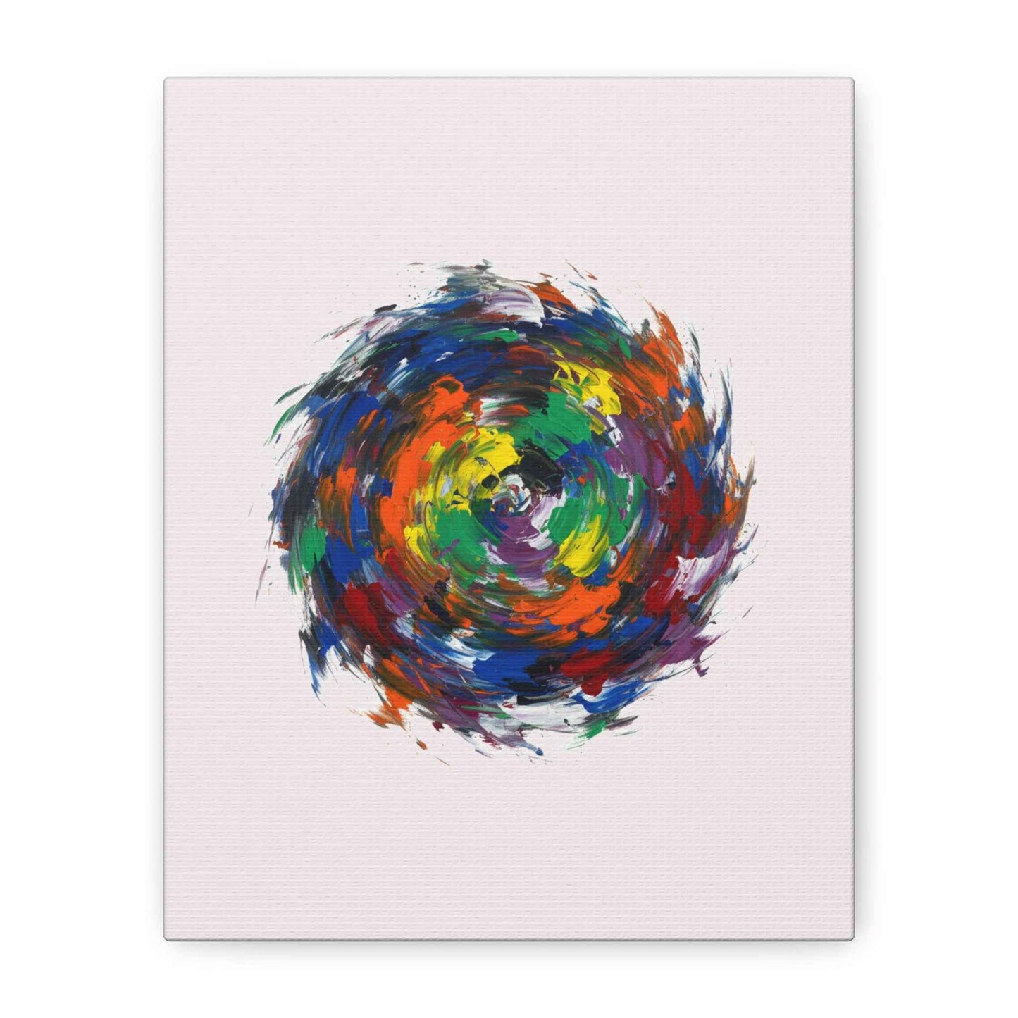 Abstract Color Swirl Canvas - Vibrant Circular Brushstroke Wall Art (Matte Stretched)