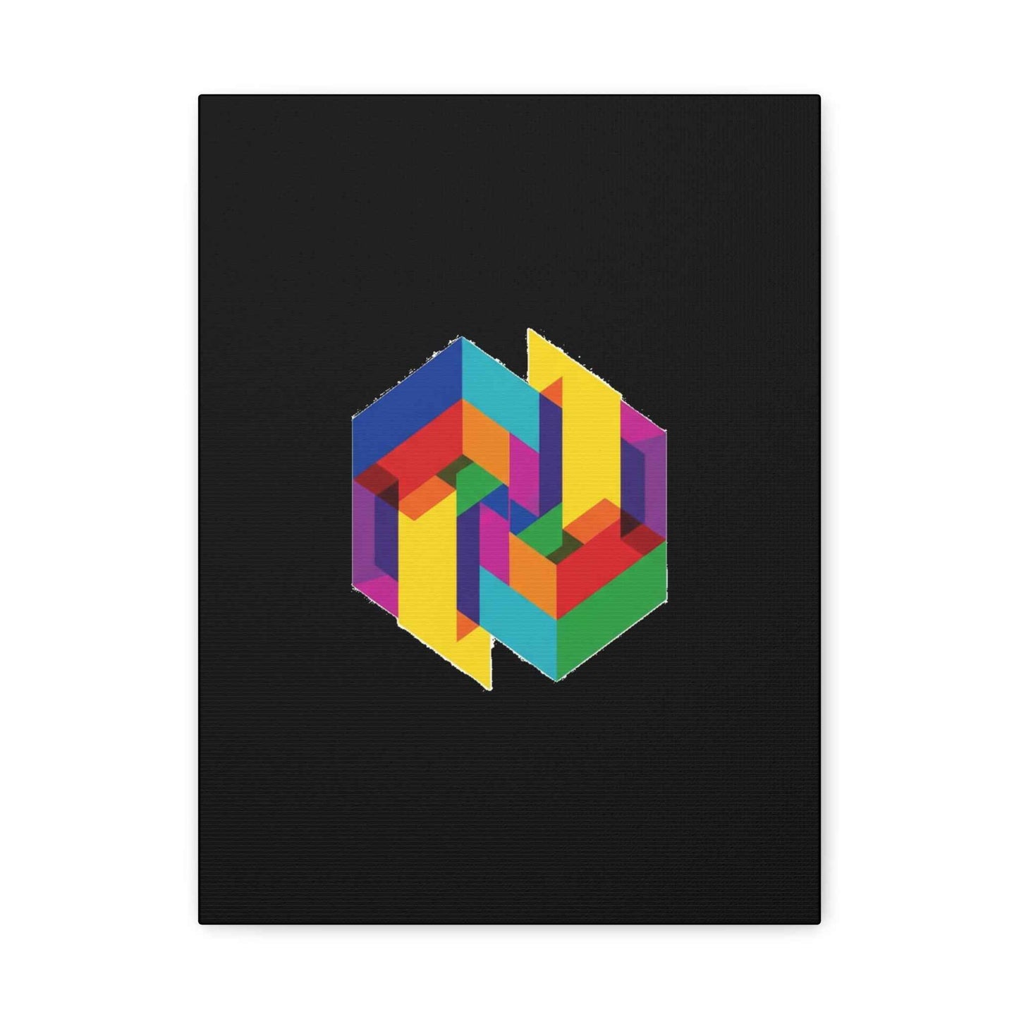 Colorful Geometric Cube Canvas Print — Modern Abstract Wall Art