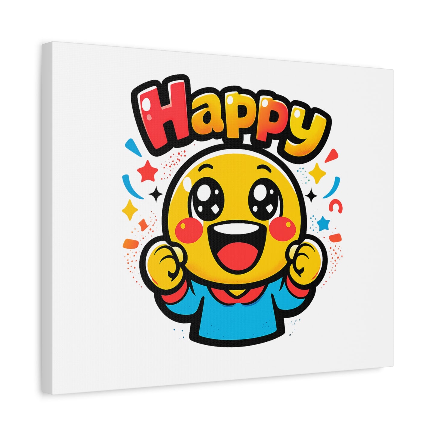 Happy Emoji Cartoon Canvas | Bold Cartoon, Thick Outline, Kawaii Minimal