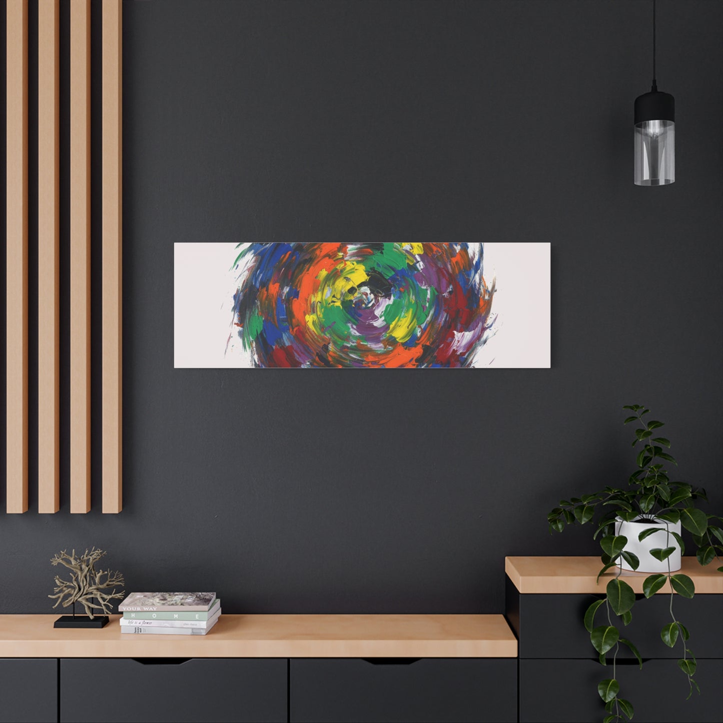 Abstract Color Swirl Canvas - Vibrant Circular Brushstroke Wall Art (Matte Stretched)