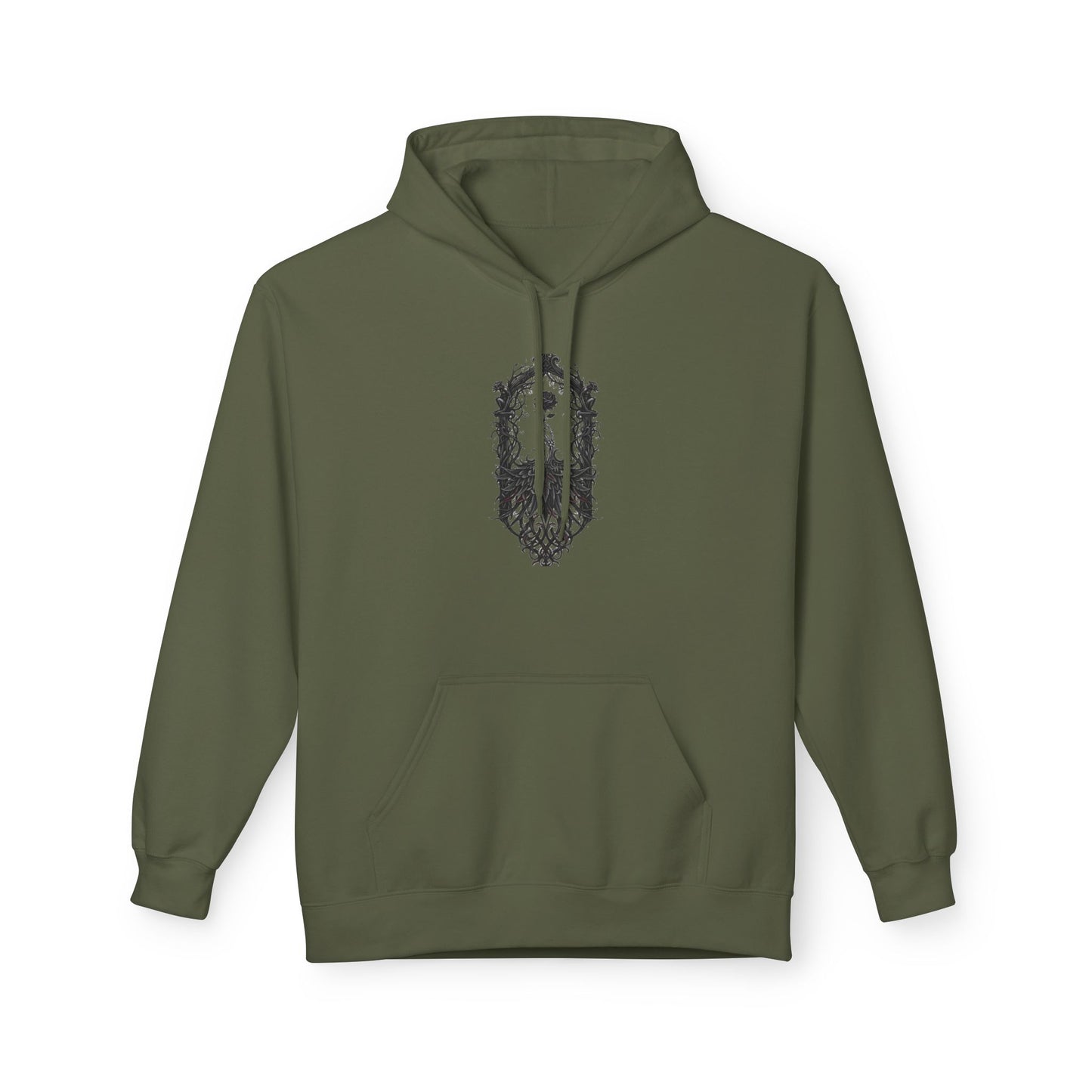 Wolf Crest Hoodie — Monochrome Forest Wolf Emblem