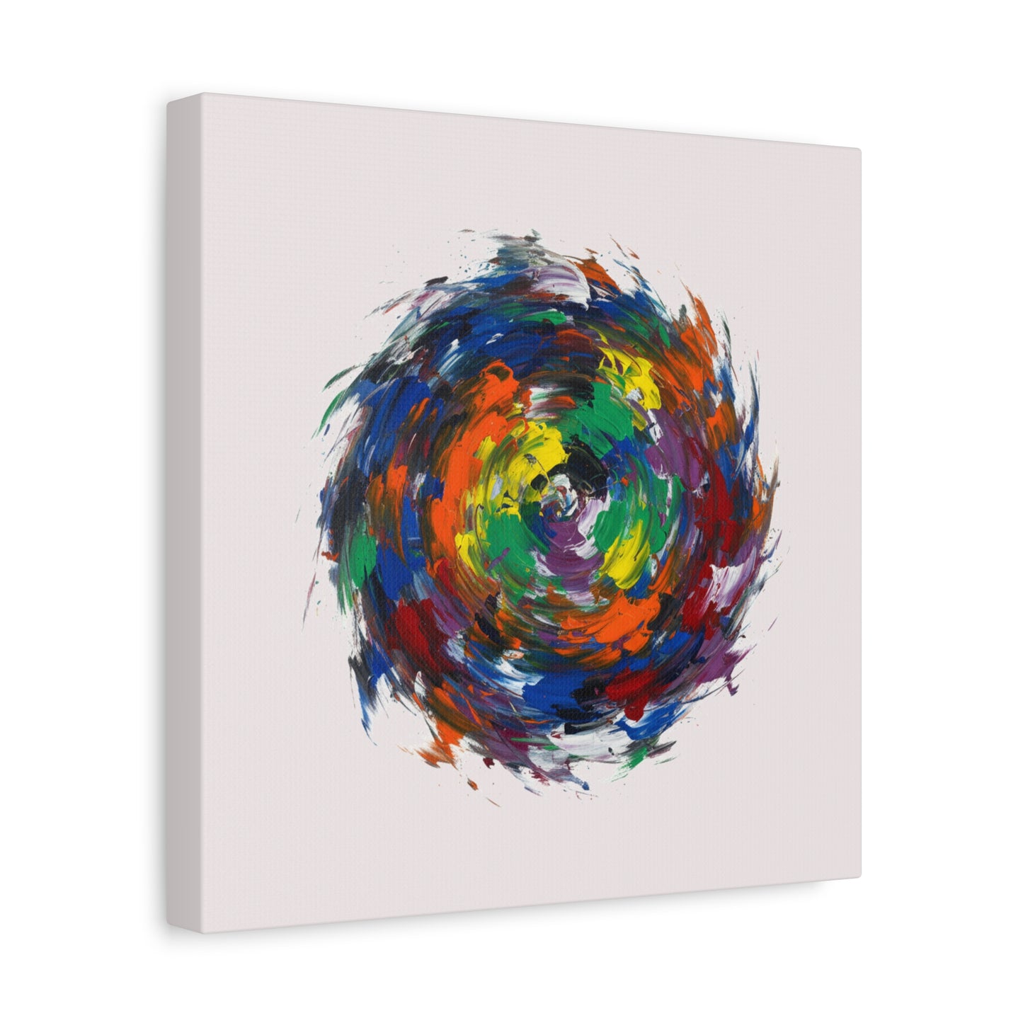 Abstract Color Swirl Canvas - Vibrant Circular Brushstroke Wall Art (Matte Stretched)