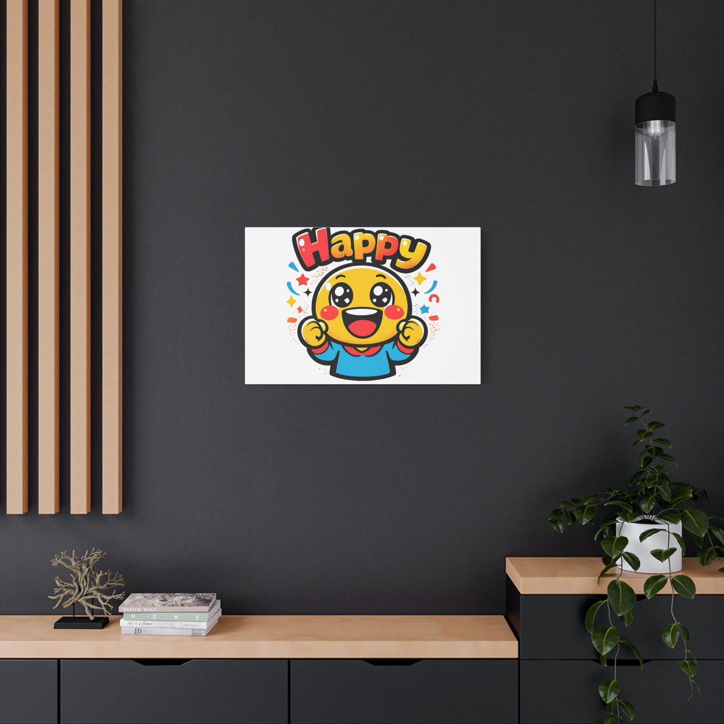 Happy Emoji Cartoon Canvas | Bold Cartoon, Thick Outline, Kawaii Minimal