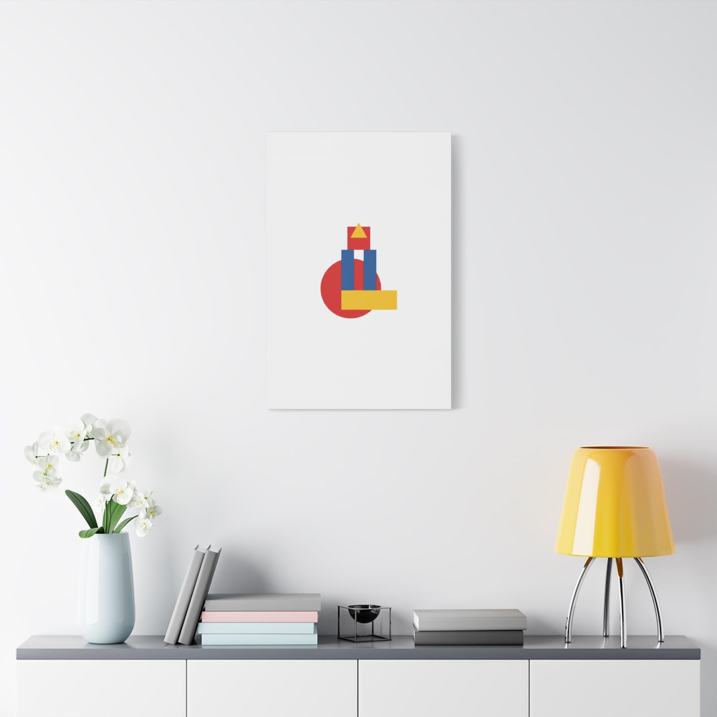 Abstract Geometric Shape Canvas Print — Minimalist Primary Color Wall Art
