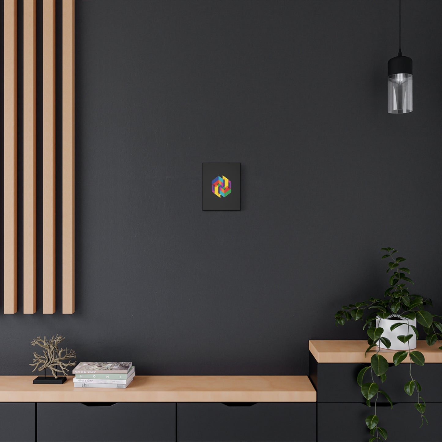 Colorful Geometric Cube Canvas Print — Modern Abstract Wall Art