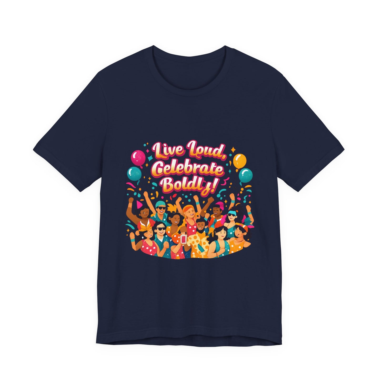 Celebrate Boldly T-Shirt | carnival confetti colorblocked neon brights