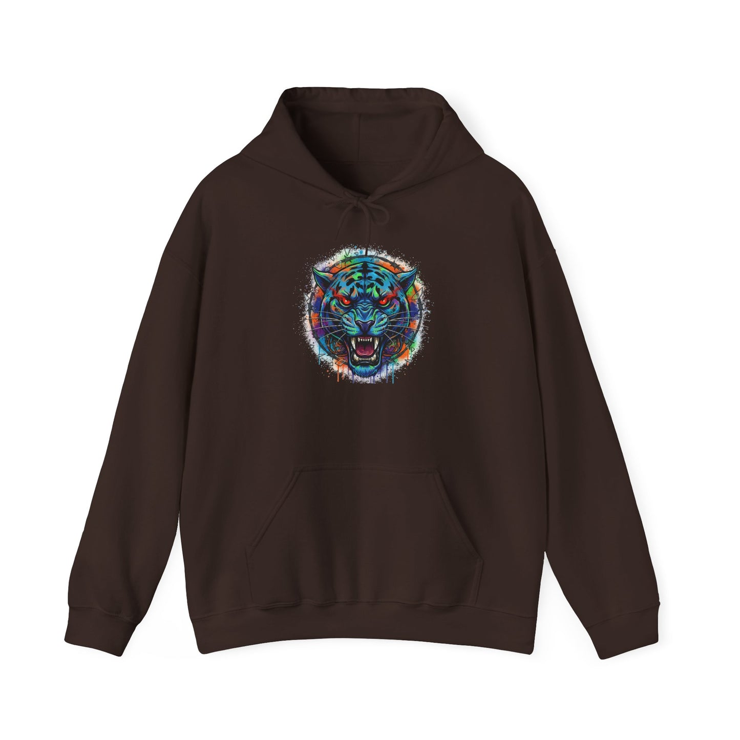 Wolf Head Hoodie — Vibrant Tribal Neon Wolf Sweatshirt